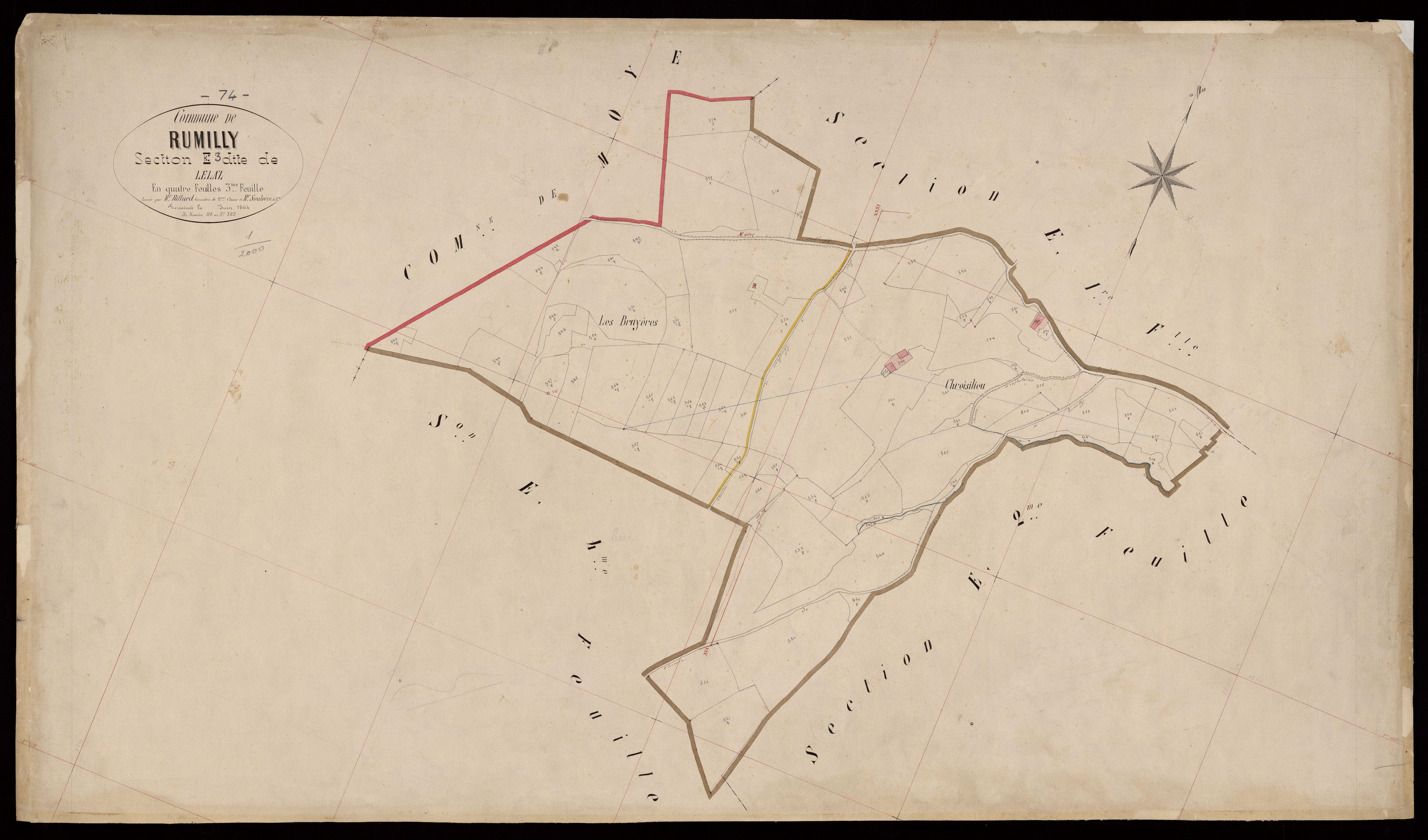 3 P 3 7212 - Feuille n° 4, parcelles n° 590 à 1026 - juin 1864