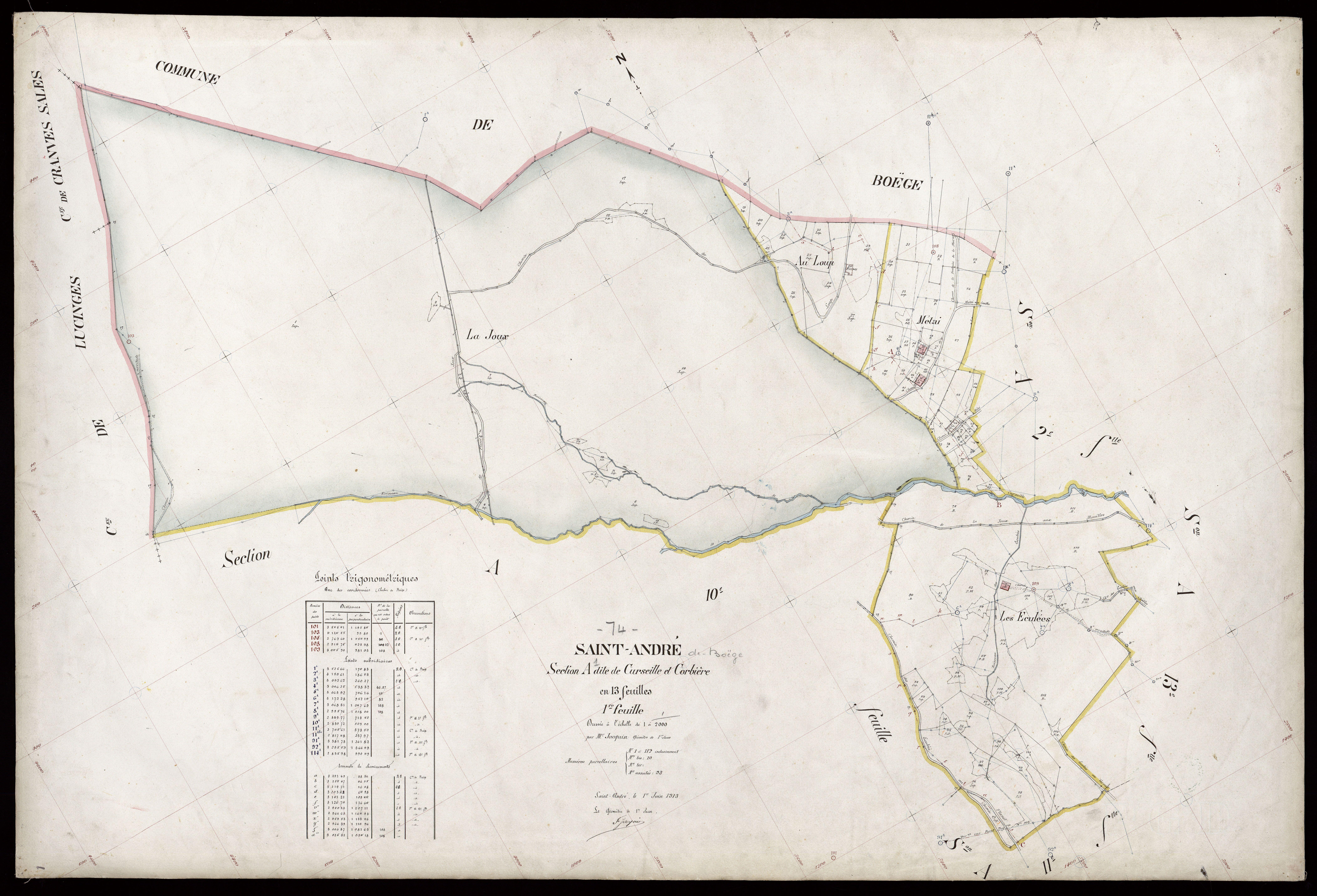 3 P 3 7220 - Feuille n° 2, parcelles n° 113 à 270 - 1er juin 1913