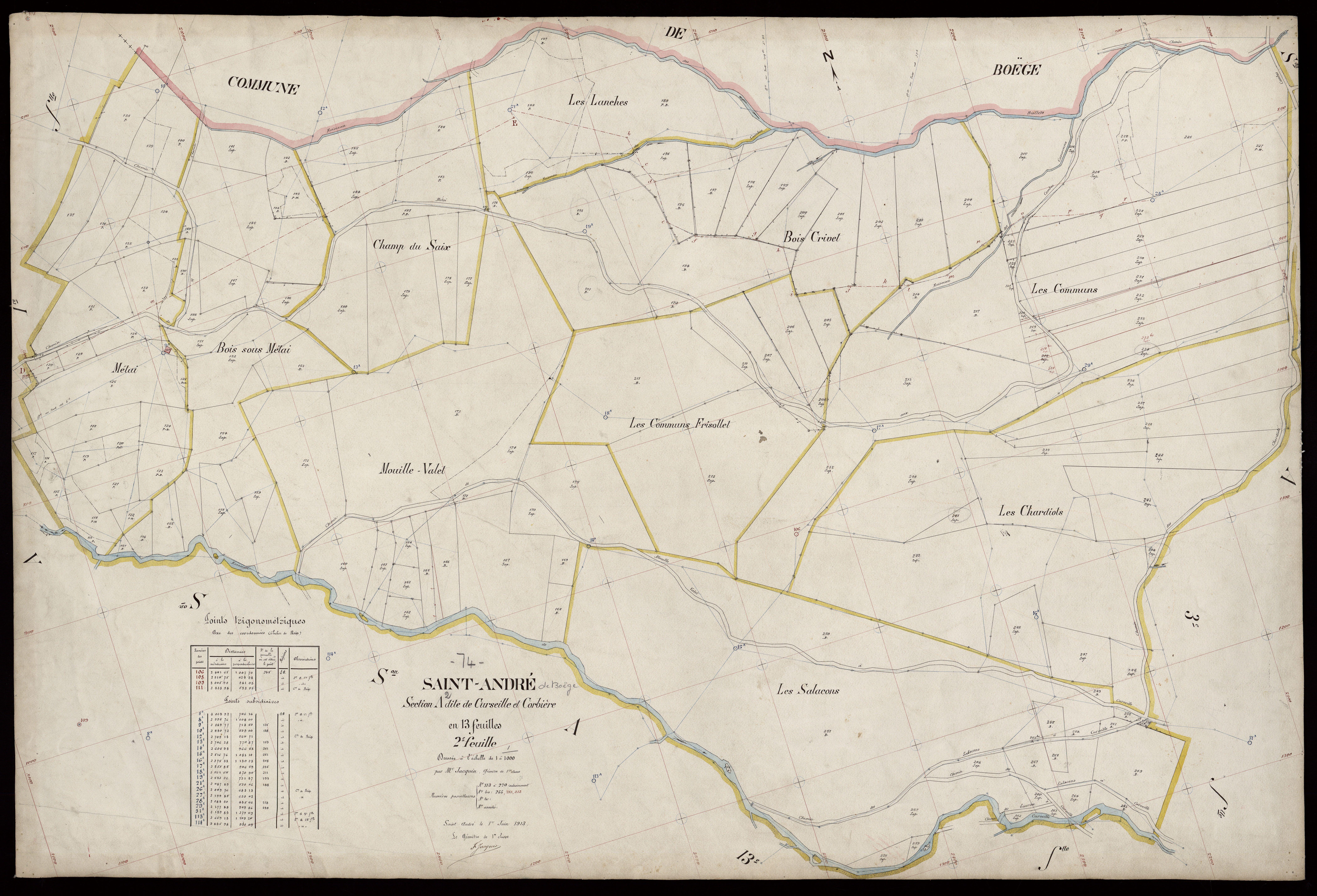 3 P 3 7221 - Feuille n° 3, parcelles n° 271 à 369 - 1er juin 1913