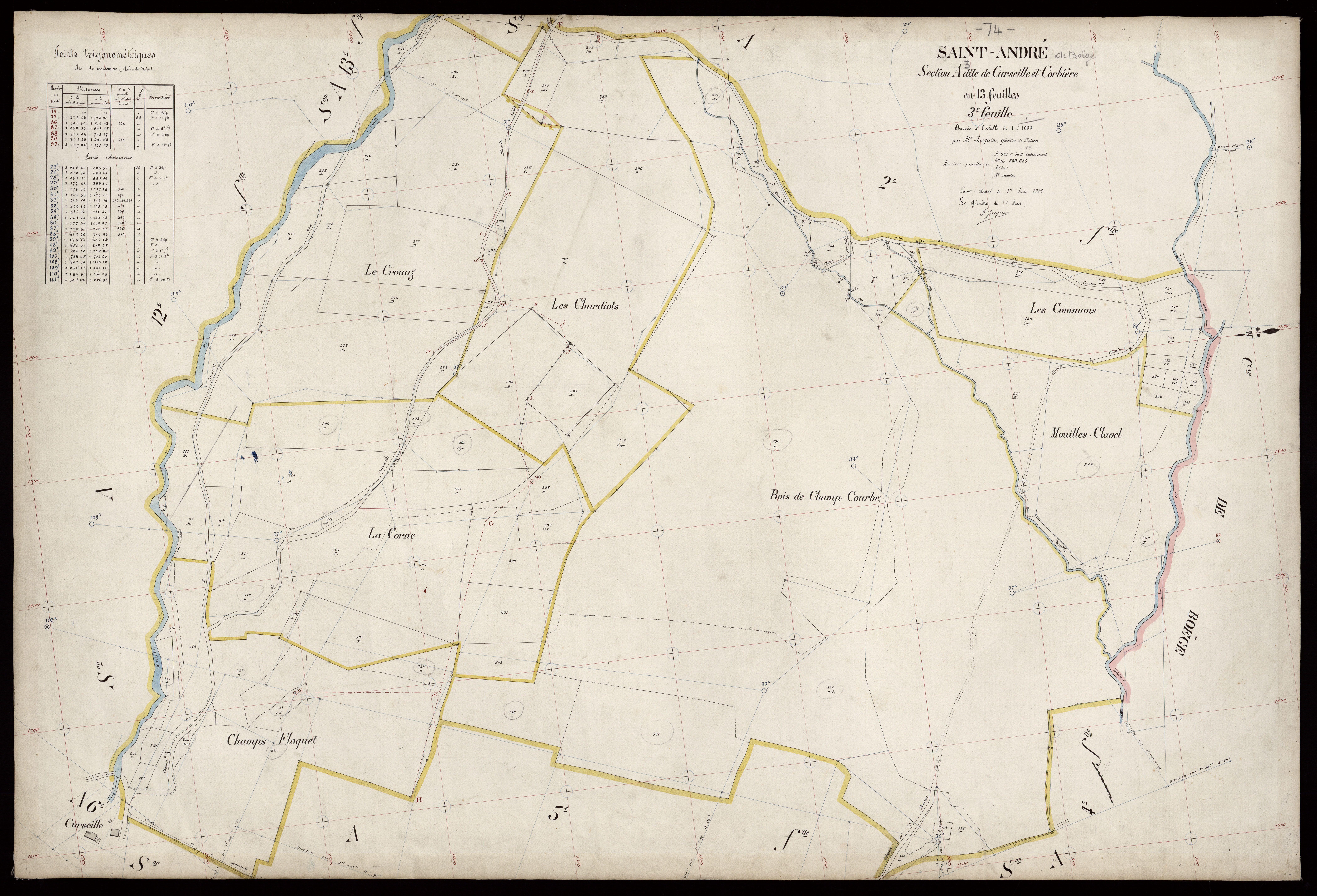 3 P 3 7222 - Feuille n° 4, parcelles n° 370 à 449 - 1er juin 1913