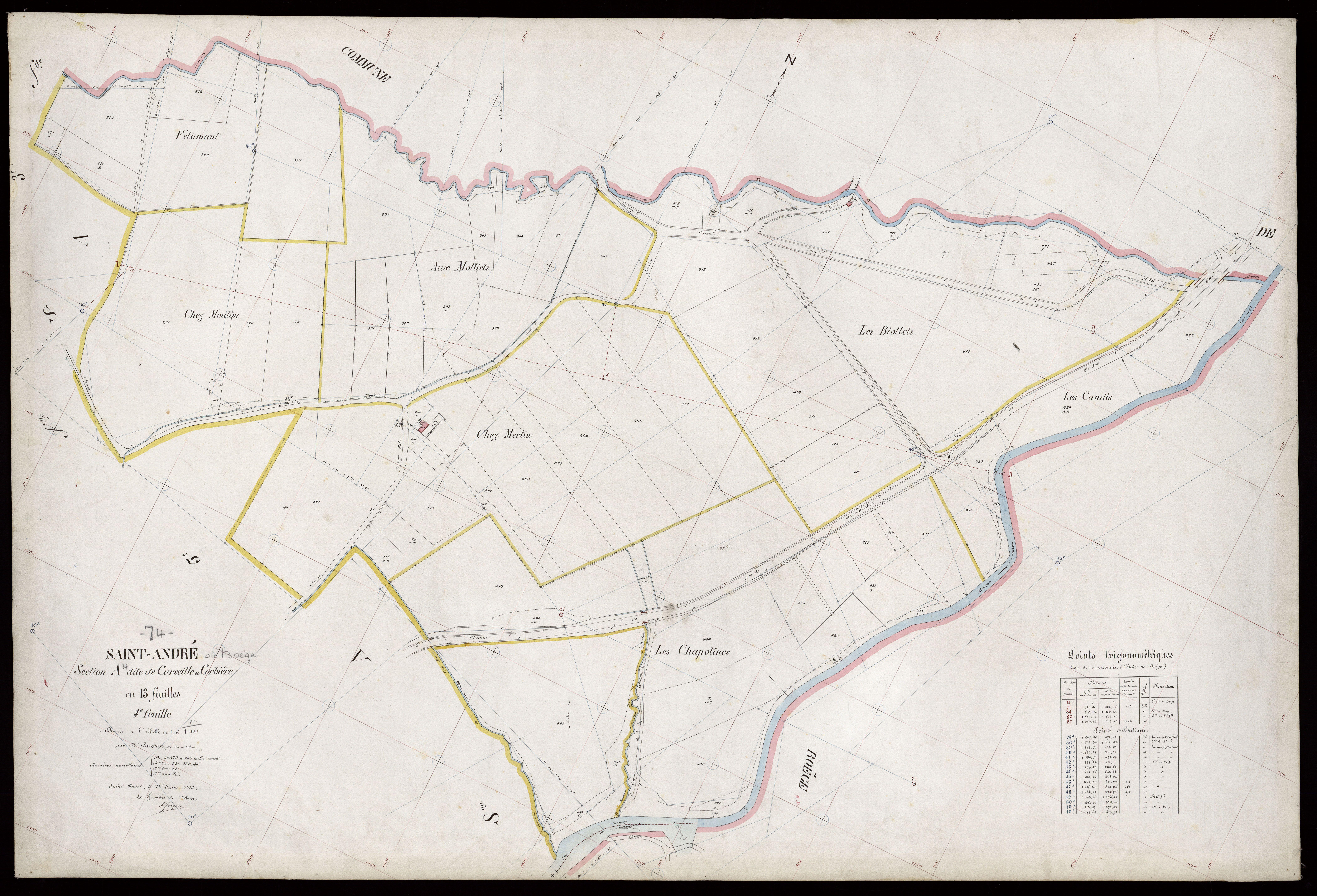3 P 3 7223 - Feuille n° 5, parcelles n° 450 à 598 - 1er juin 1913