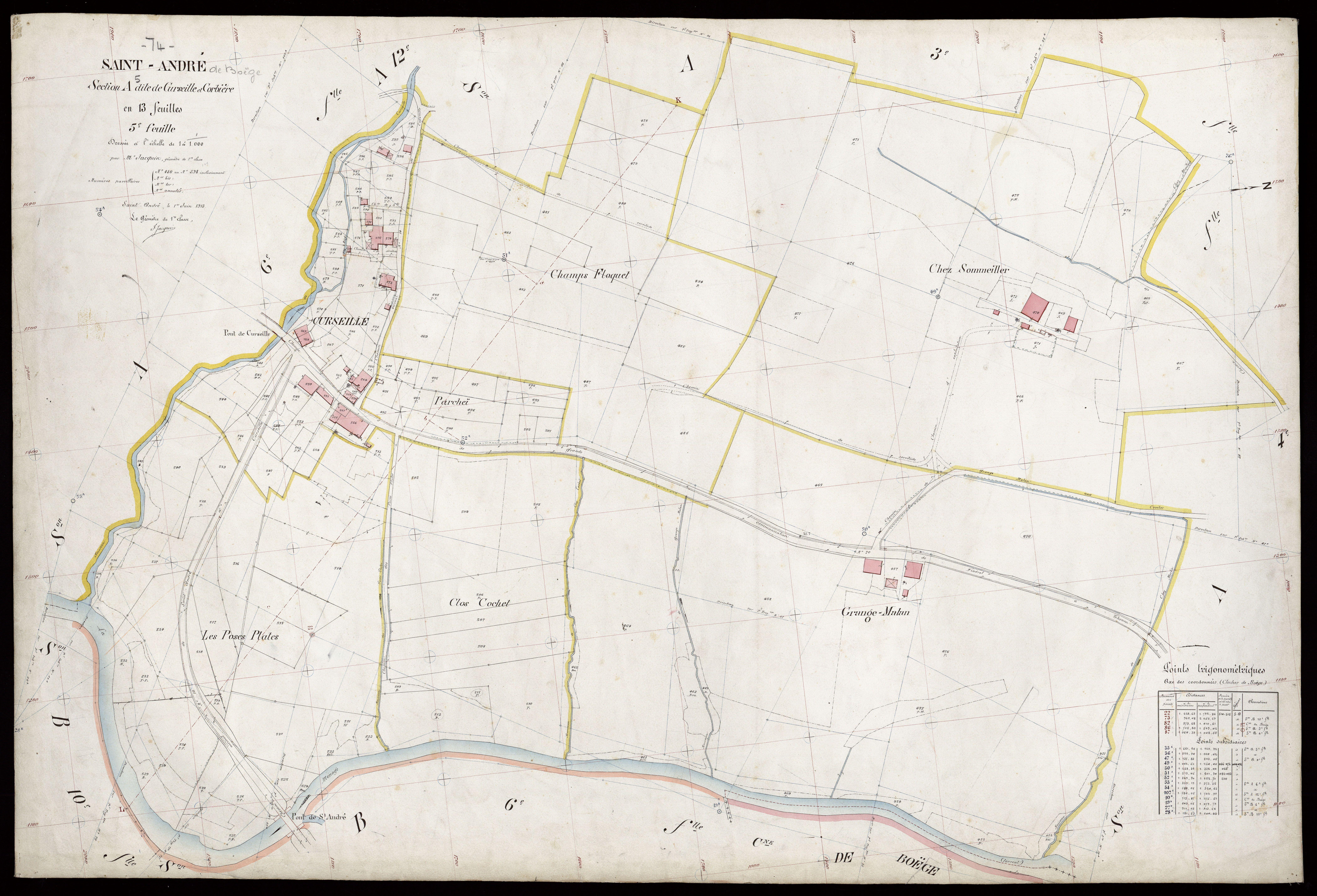 3 P 3 7224 - Feuille n° 6, parcelles n° 599 à 879 - 1er juin 1913