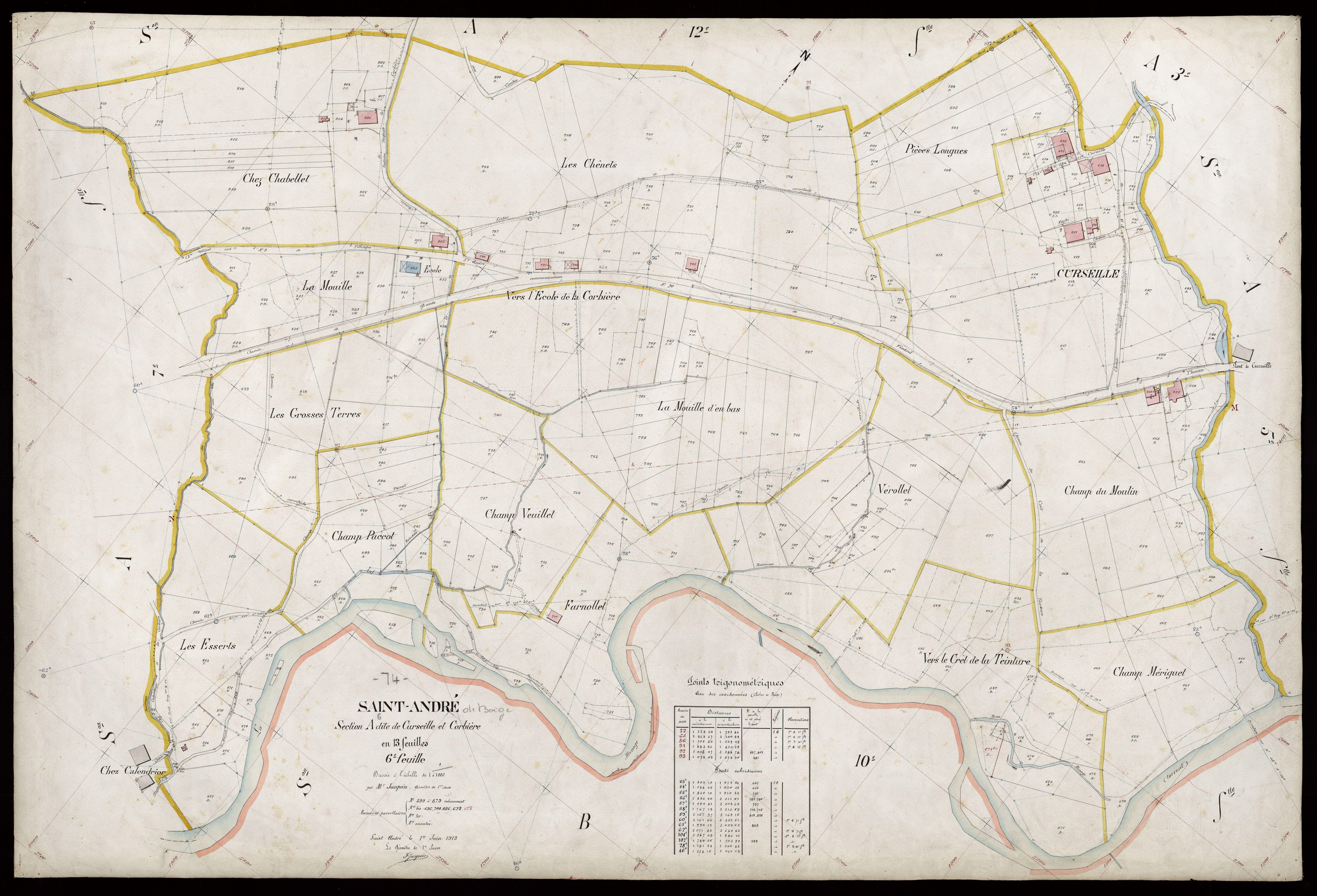 3 P 3 7225 - Feuille n° 7, parcelles n° 880 à 1206 - 1er juin 1913