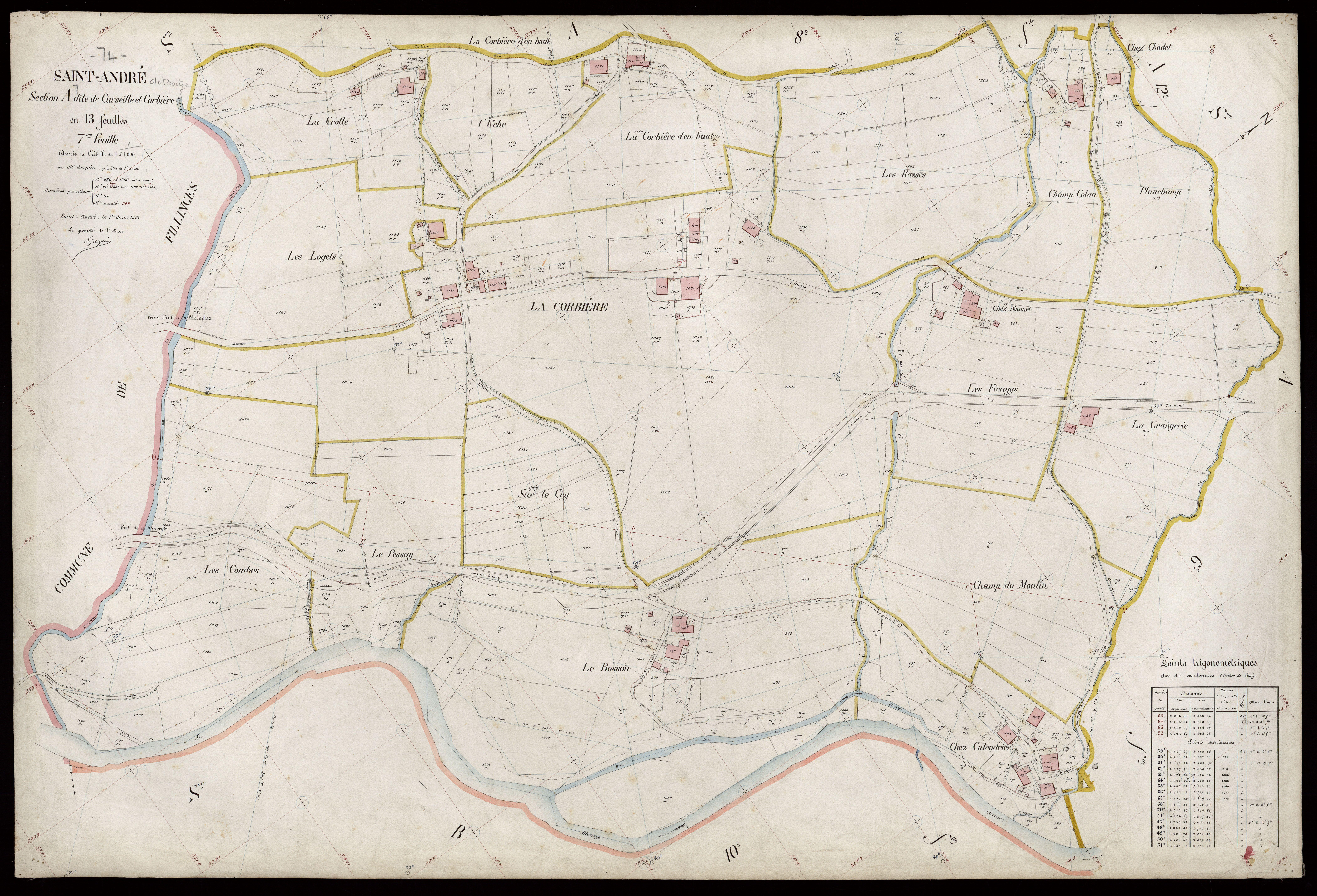 3 P 3 7226 - Feuille n° 8, parcelles n° 1207 à 1463 - 1er juin 1913