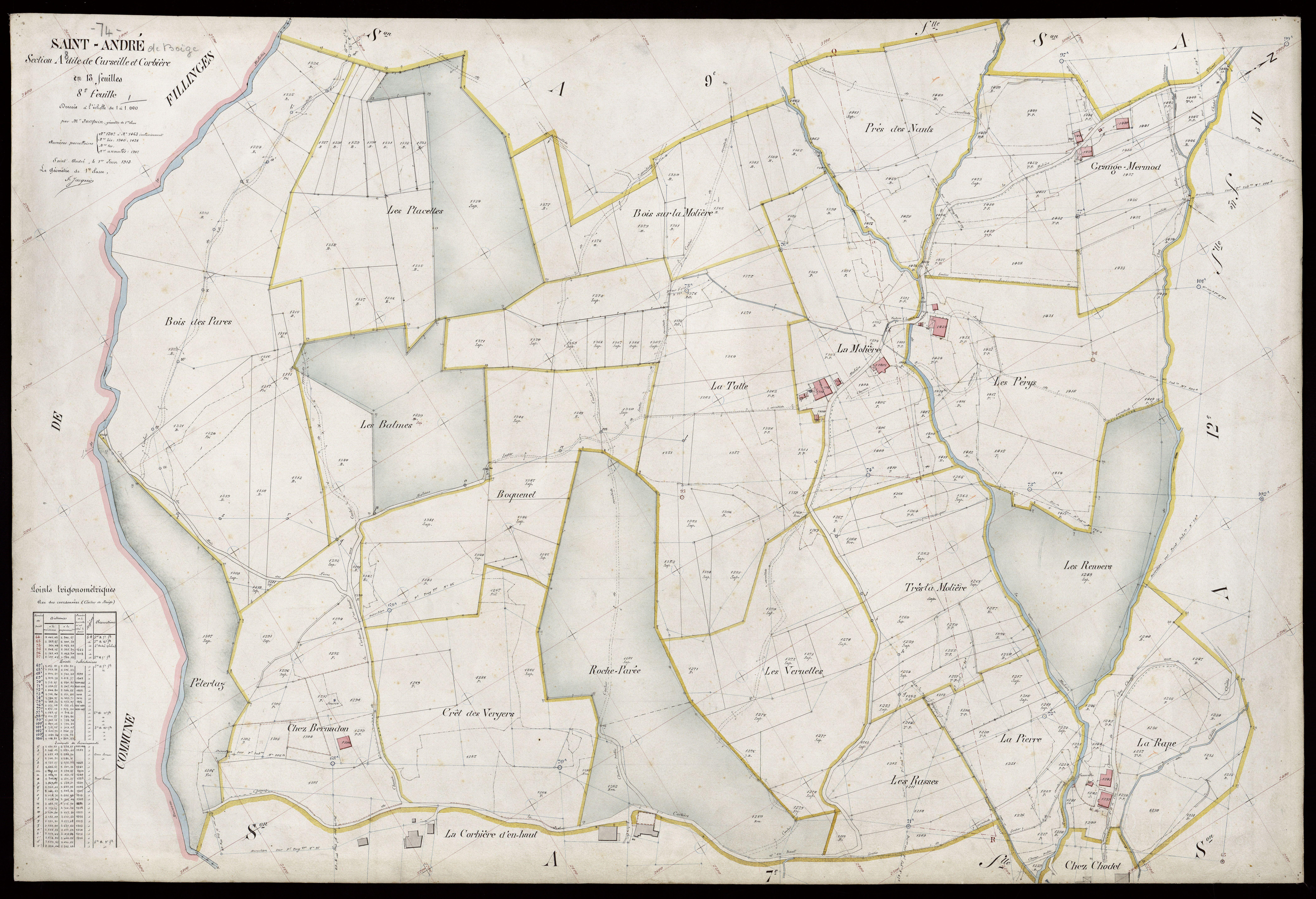 3 P 3 7227 - Feuille n° 9, parcelles n° 1464 à 1684 - 1er juin 1913
