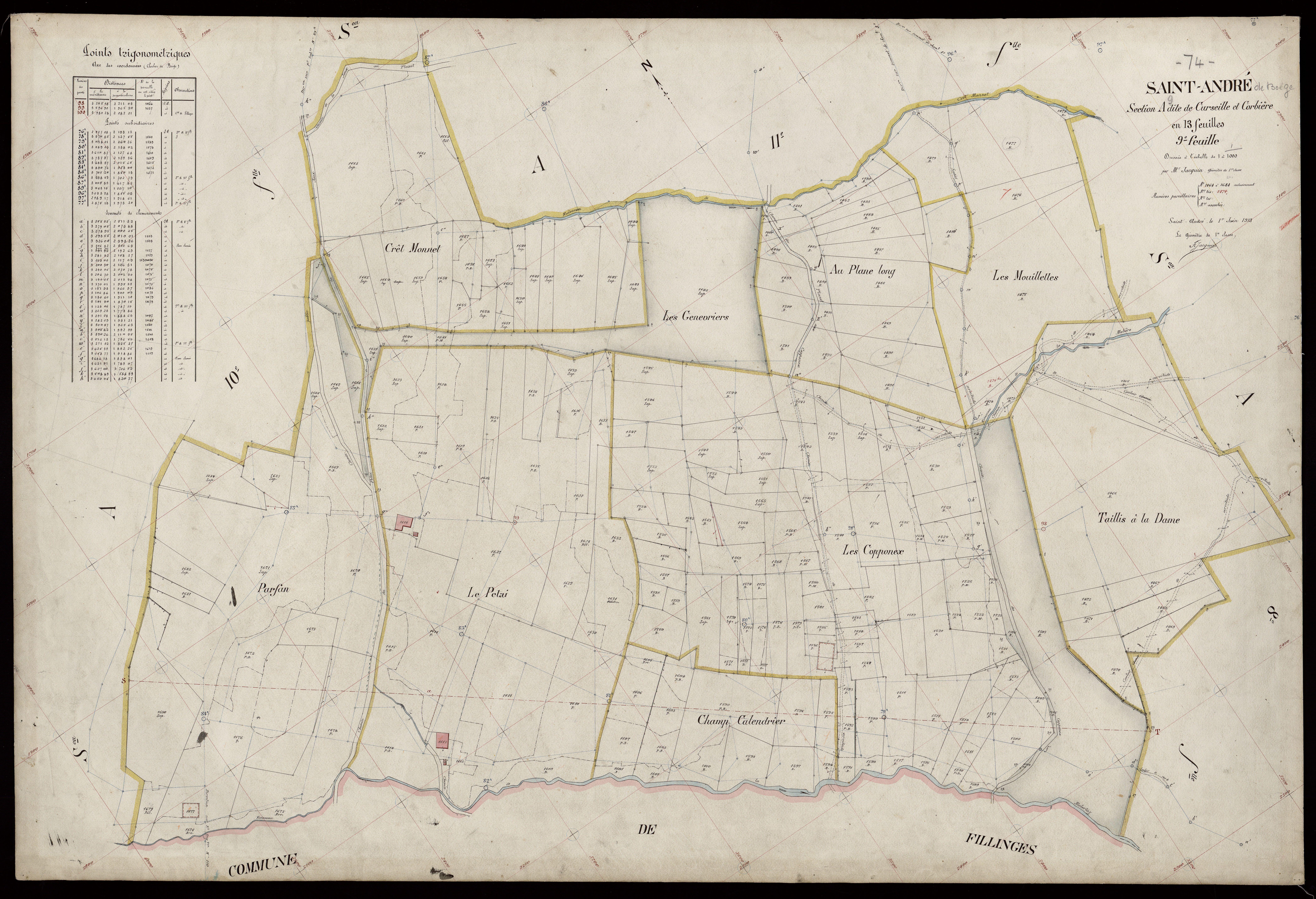 3 P 3 7228 - Feuille n° 10, parcelles n° 1685 à 1740 - 1er juin 1913