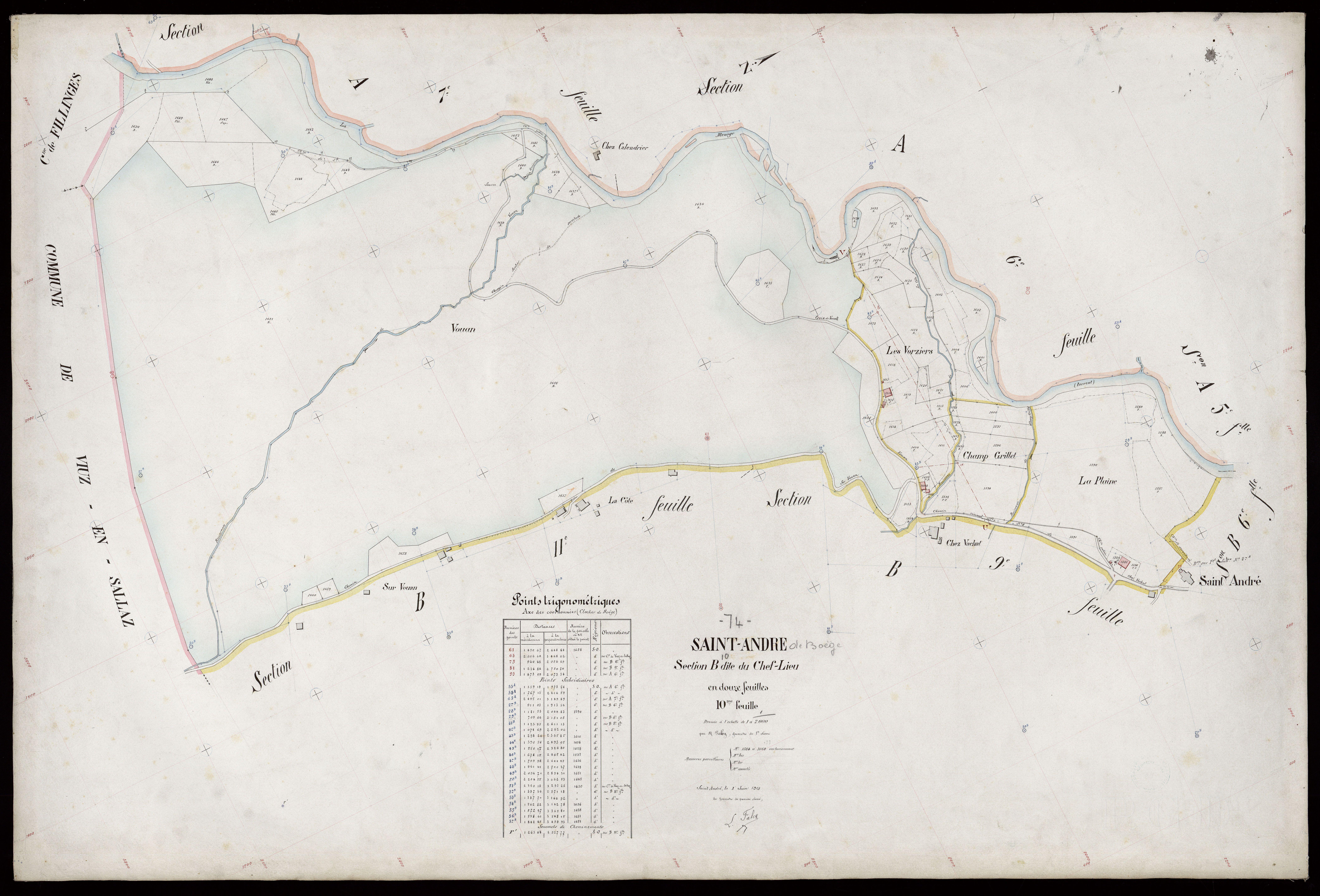 3 P 3 7242 - Feuille n° 11, parcelles n° 1661 à 1834 - 1er juin 1913