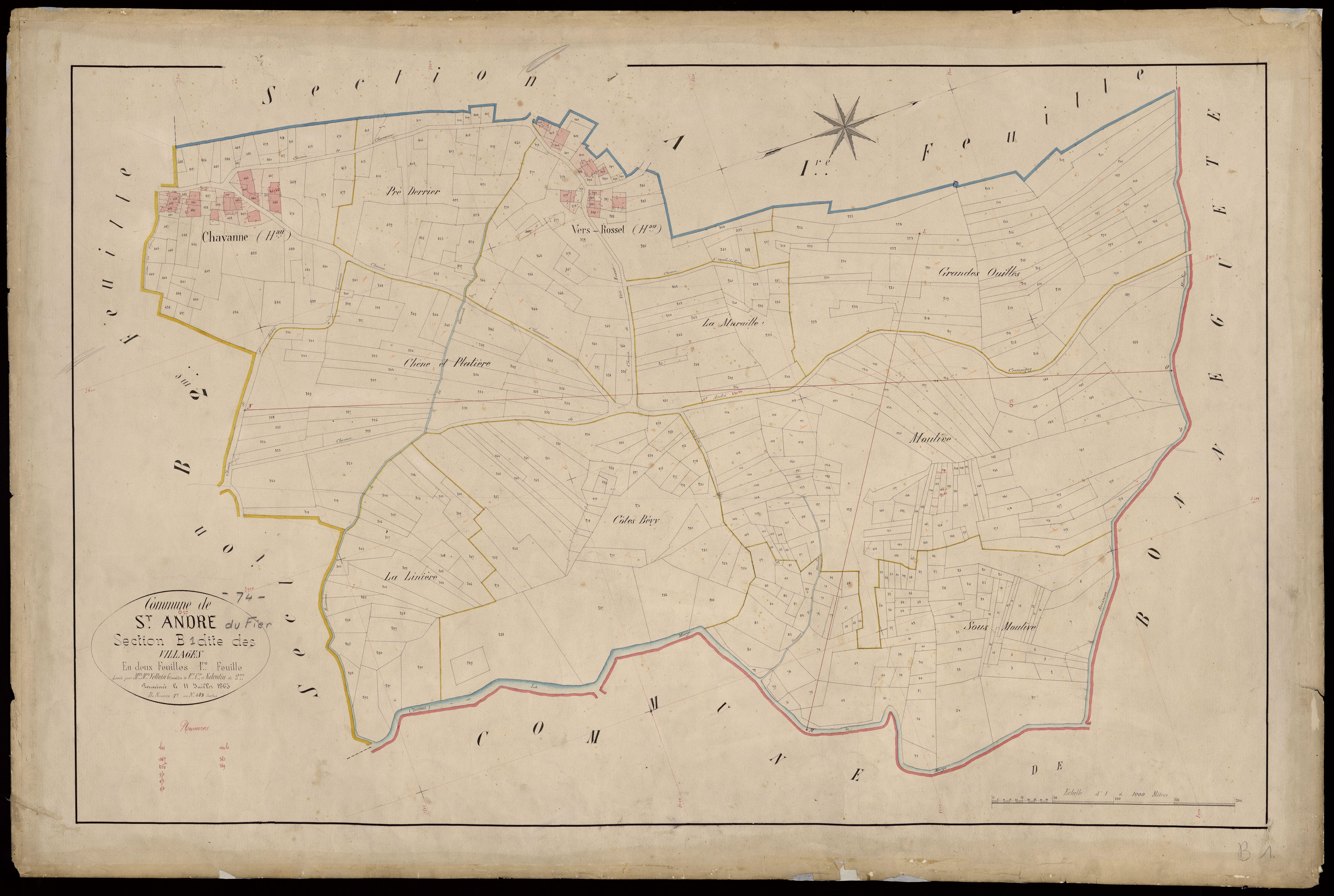 3 P 3 7253 - Feuille n° 2, parcelles n° 490 à 1337 - 11 juillet 1863