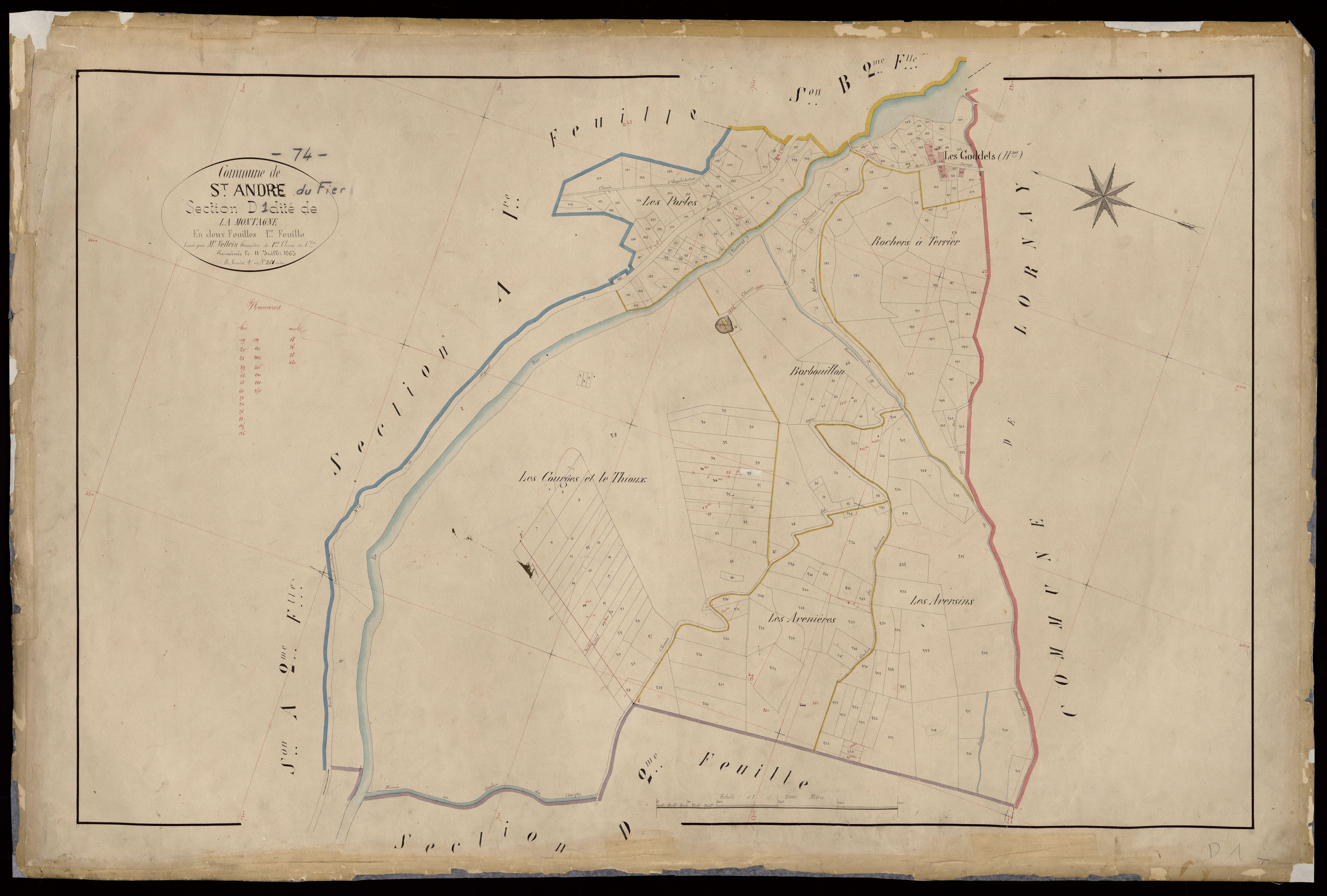 3 P 3 7256 - Feuille n° 2, parcelles n° 262 à 291 - 11 juillet 1863