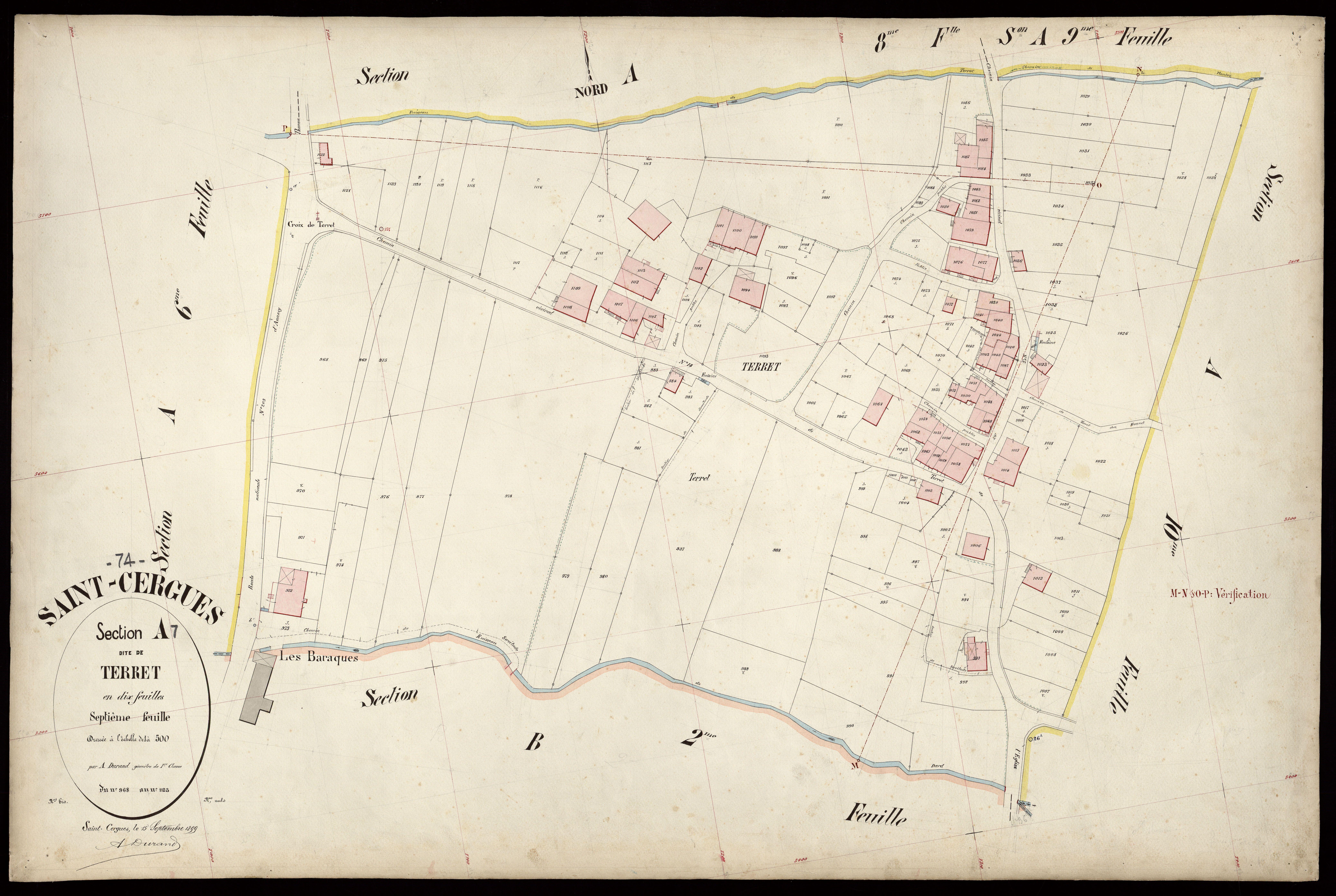 3 P 3 7275 - Feuille n° 8, parcelles n° 1124 à 1257 - 15 septembre 1899