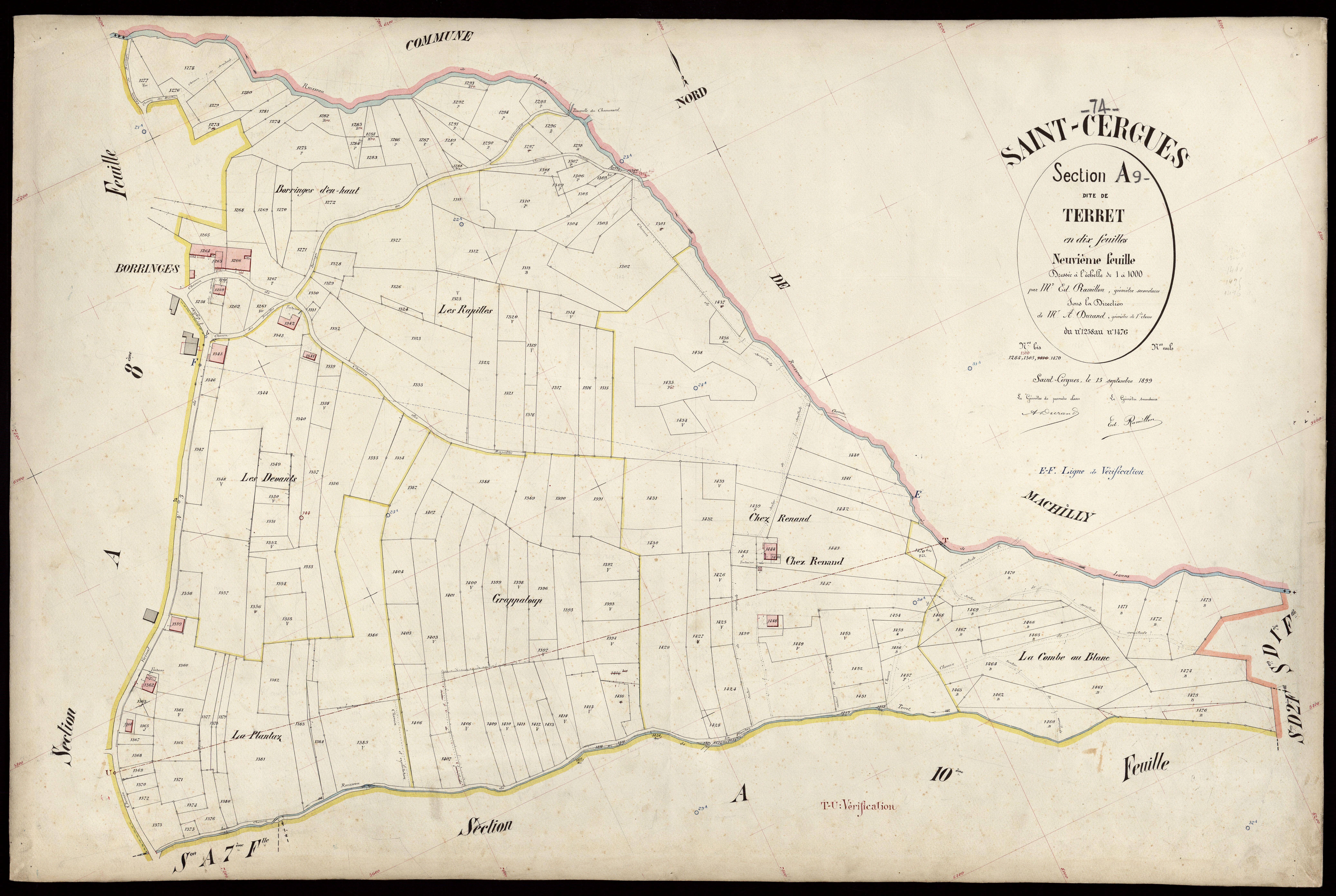3 P 3 7277 - Feuille n° 10, parcelles n° 1477 à 1763 - 15 septembre 1899