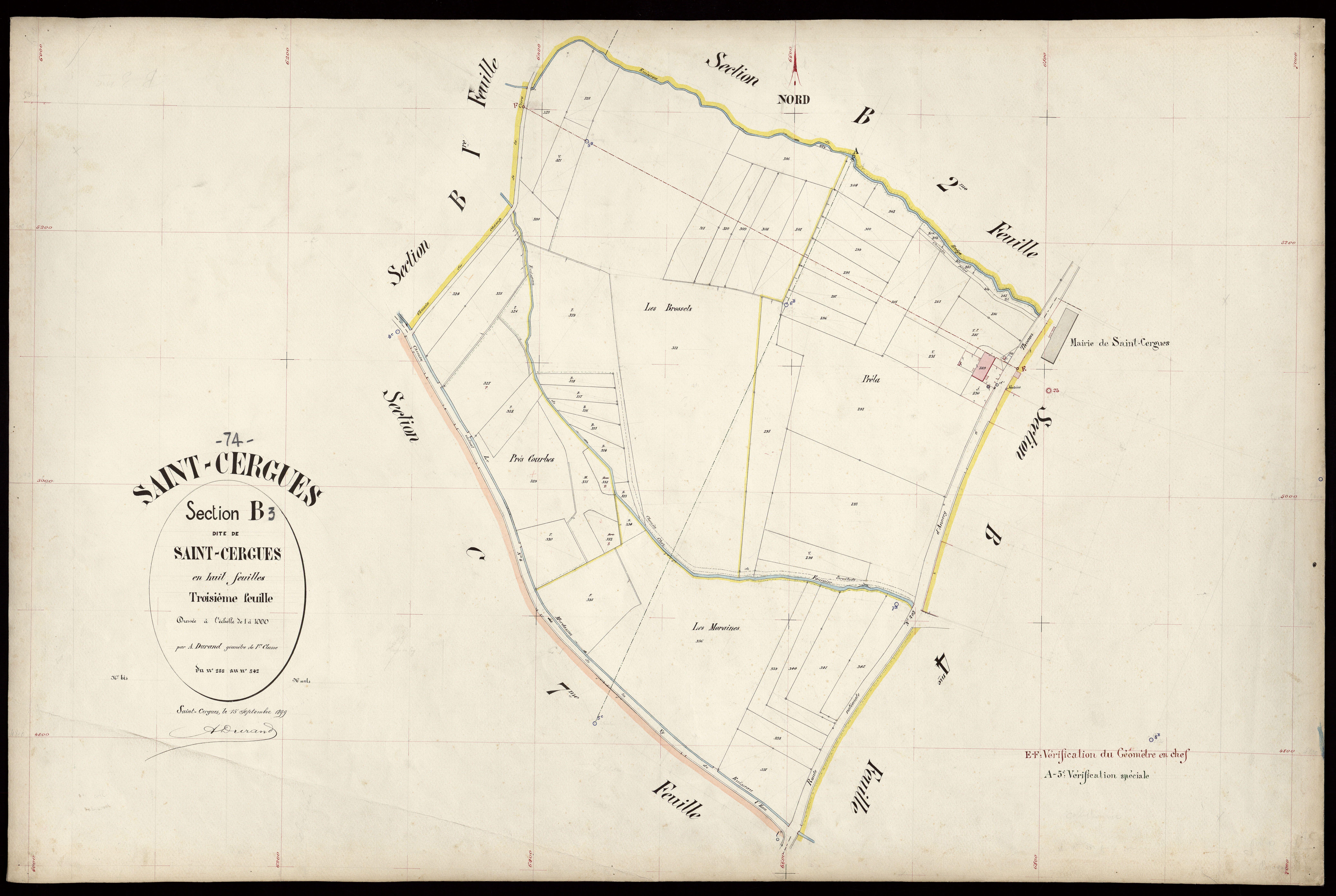 3 P 3 7281 - Feuille n° 4, parcelles n° 343 à 463 - 15 septembre 1899