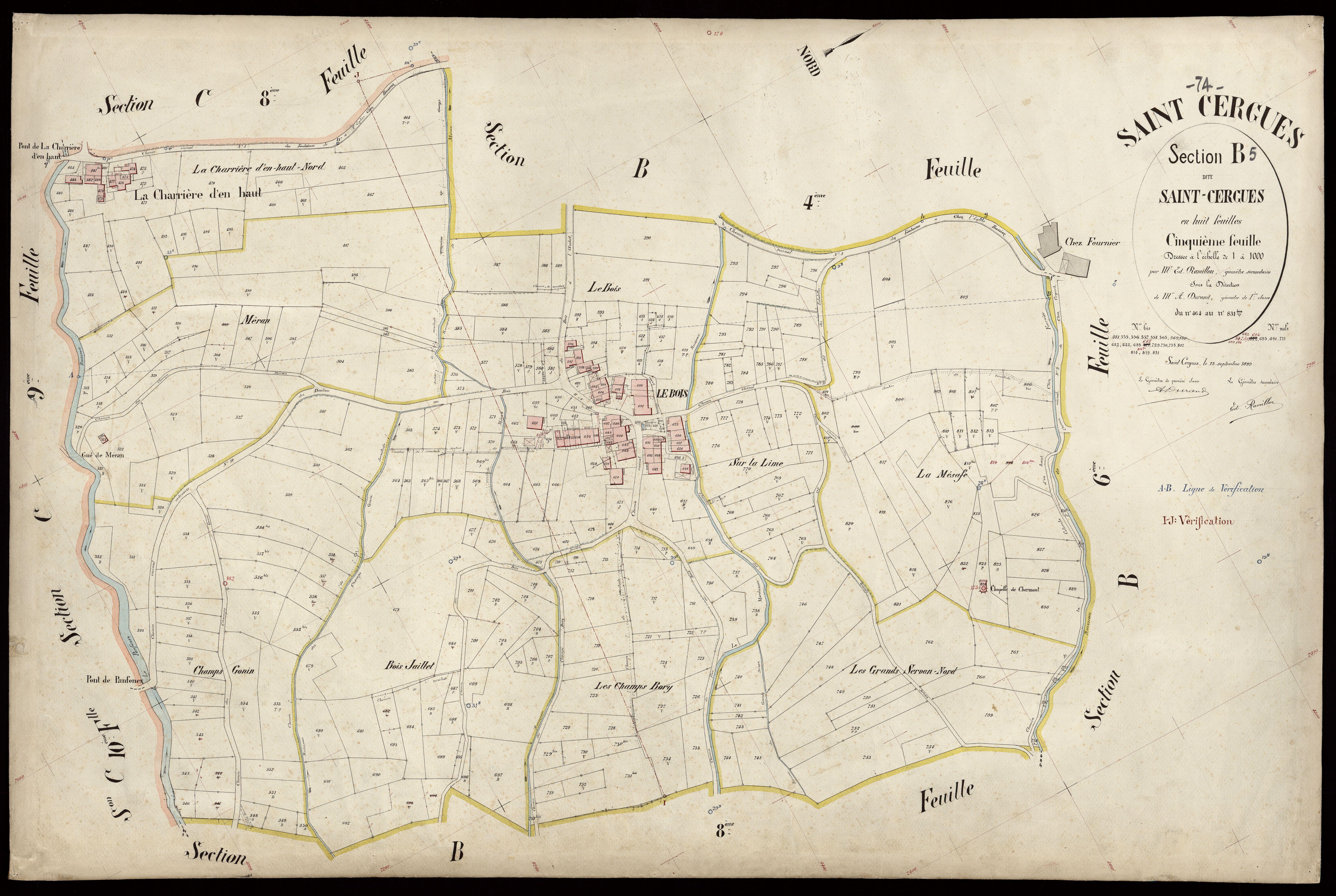 3 P 3 7283 - Feuille n° 6, parcelles n° 832 à 1116 - 15 septembre 1899