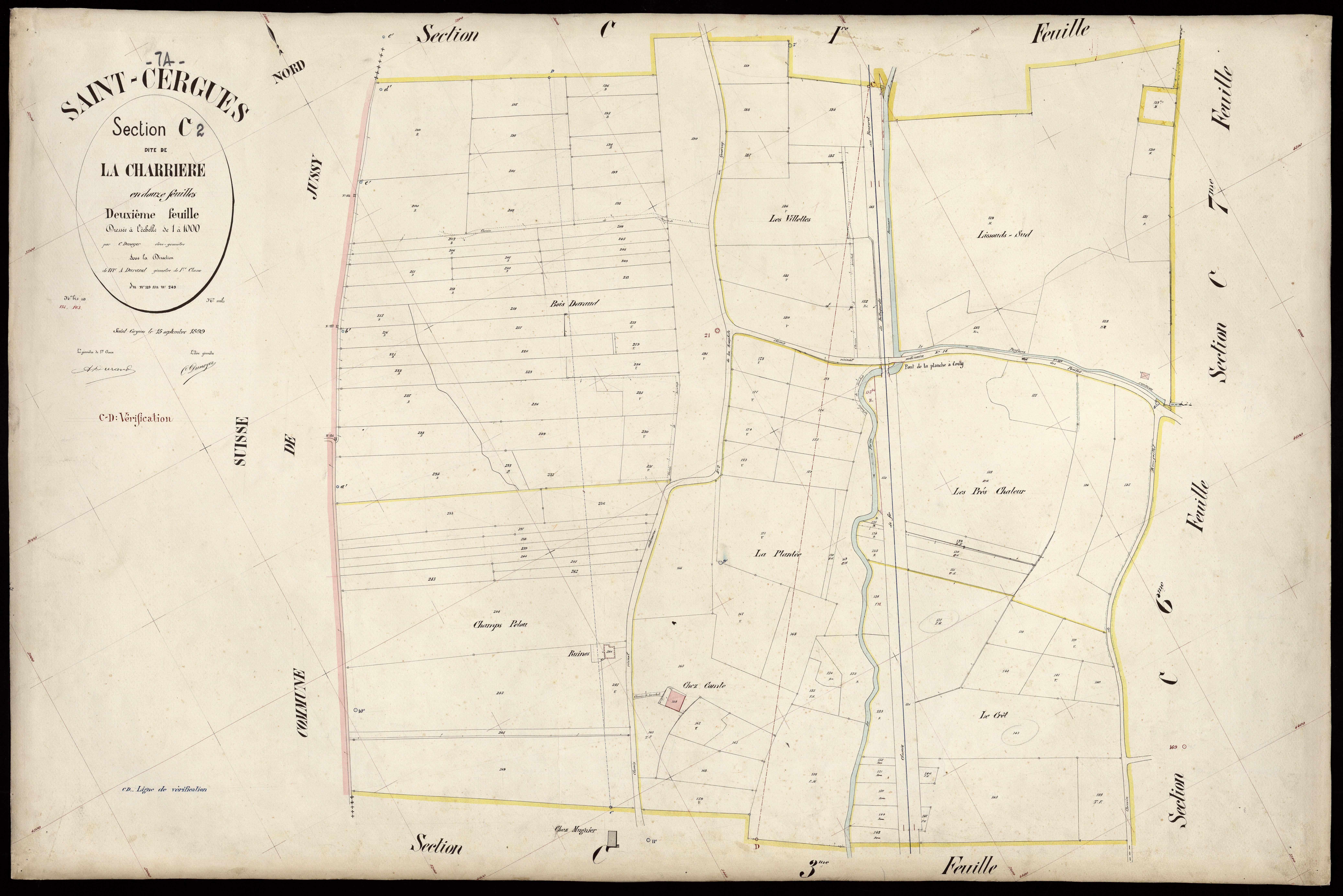 3 P 3 7288 - Feuille n° 3, parcelles n° 250 à 442 - 15 septembre 1899