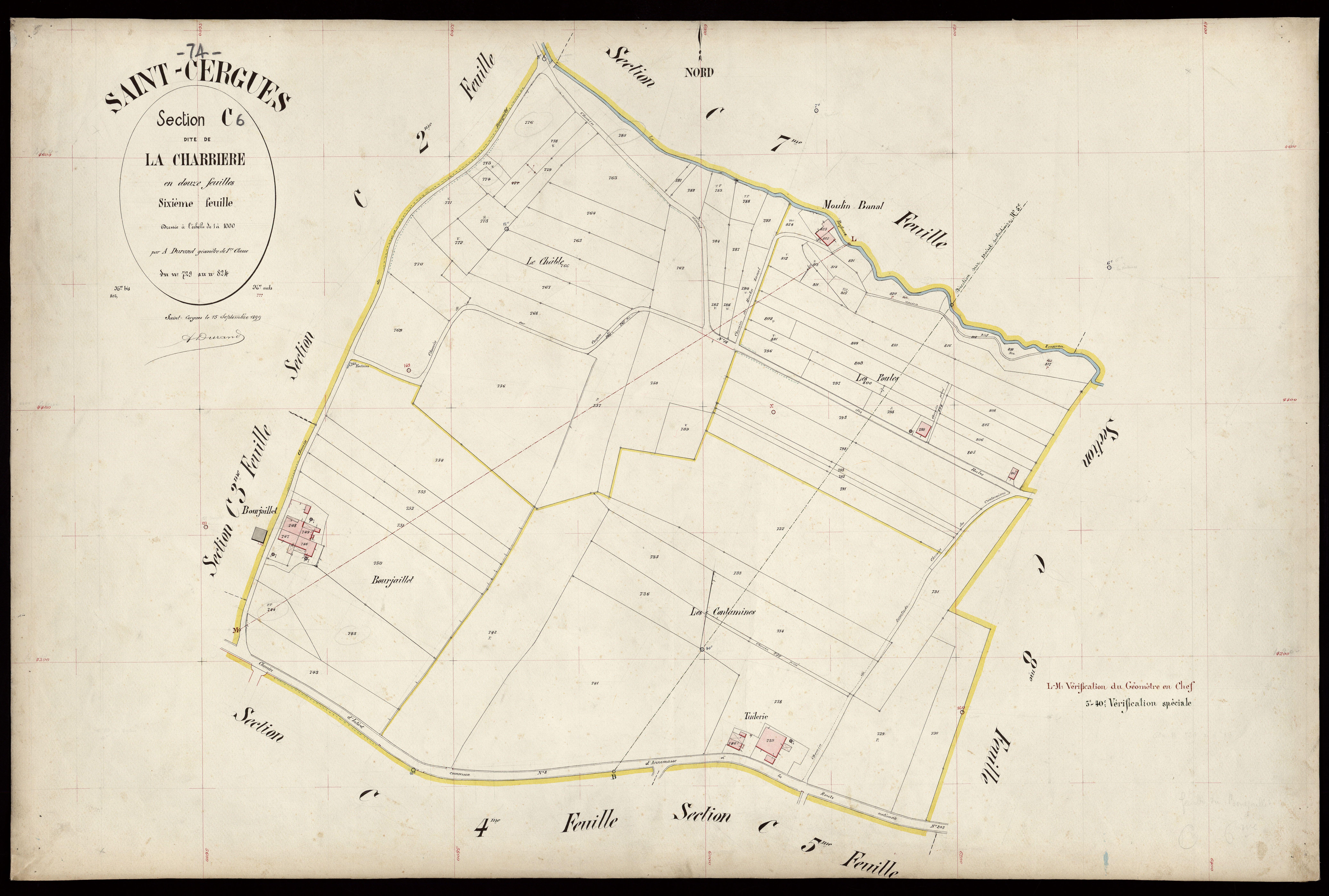 3 P 3 7292 - Feuille n° 7, parcelles n° 825 à 956 - 15 septembre 1899