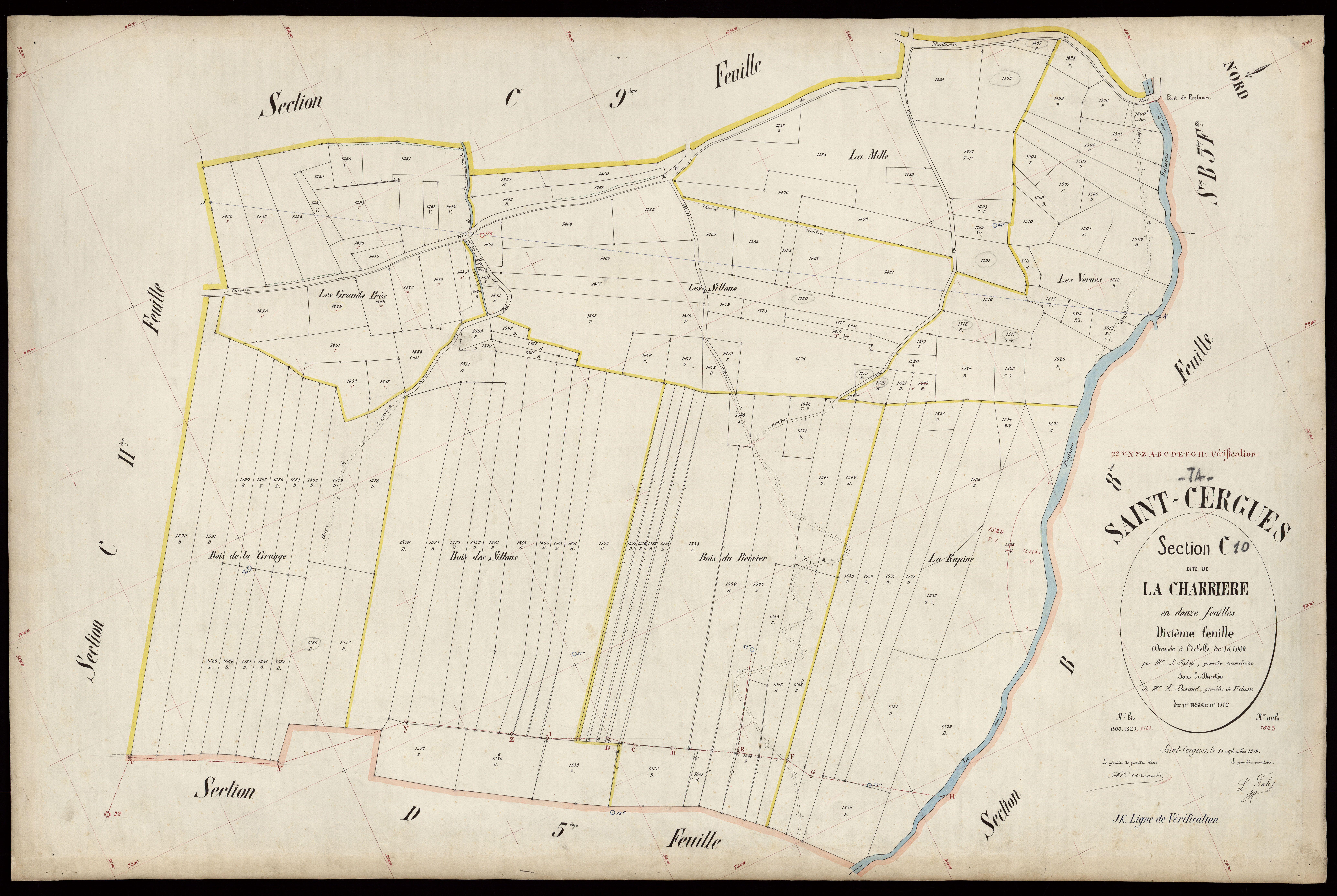 3 P 3 7296 - Feuille n° 11, parcelles n° 1593 à 1800 - 15 septembre 1899
