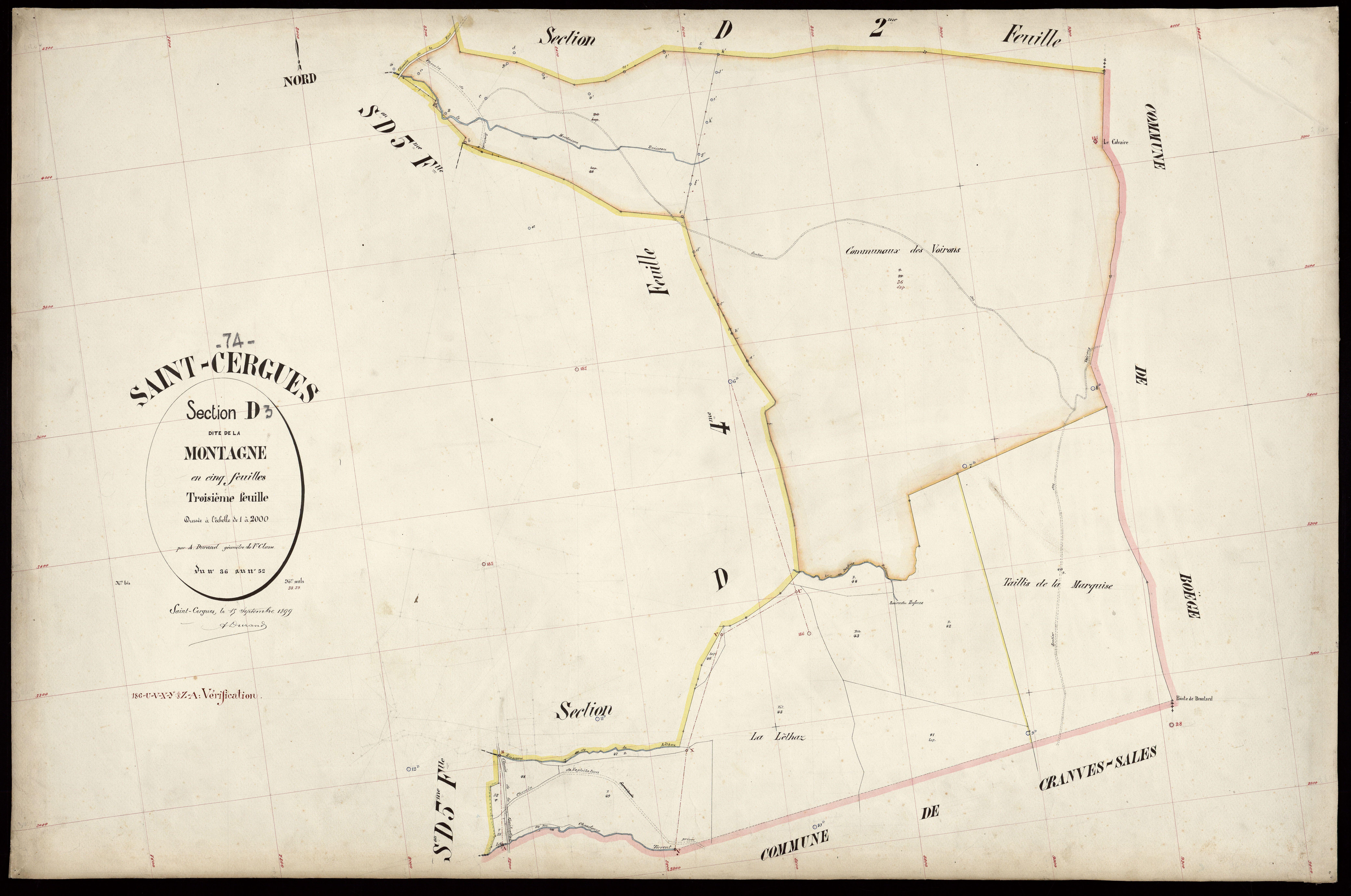 3 P 3 7301 - Feuille n° 4, parcelles n° 53 à 147 - 15 septembre 1899