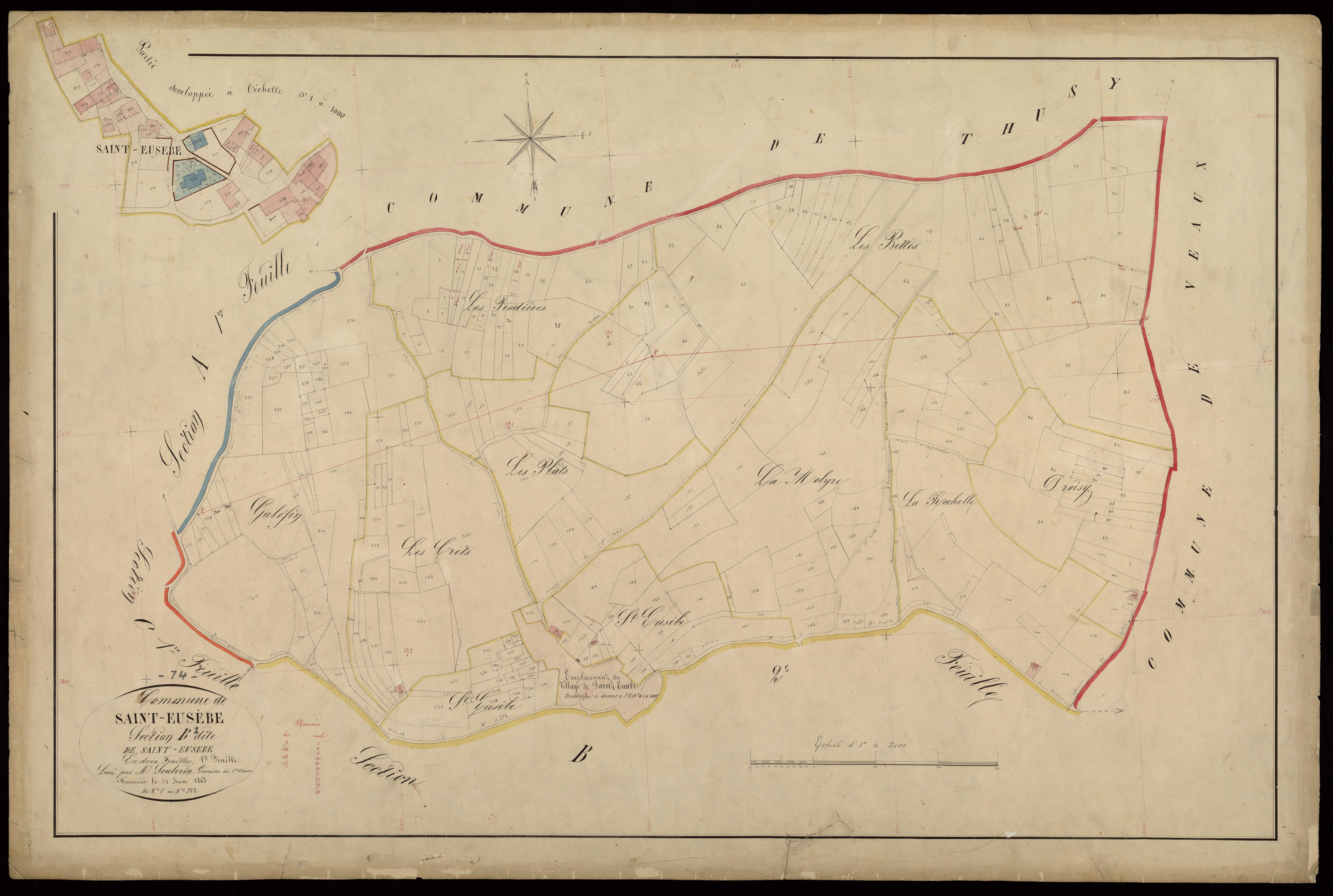 3 P 3 7335 - Feuille n° 2, parcelles n° 323 à 800 - 14 juin 1863
