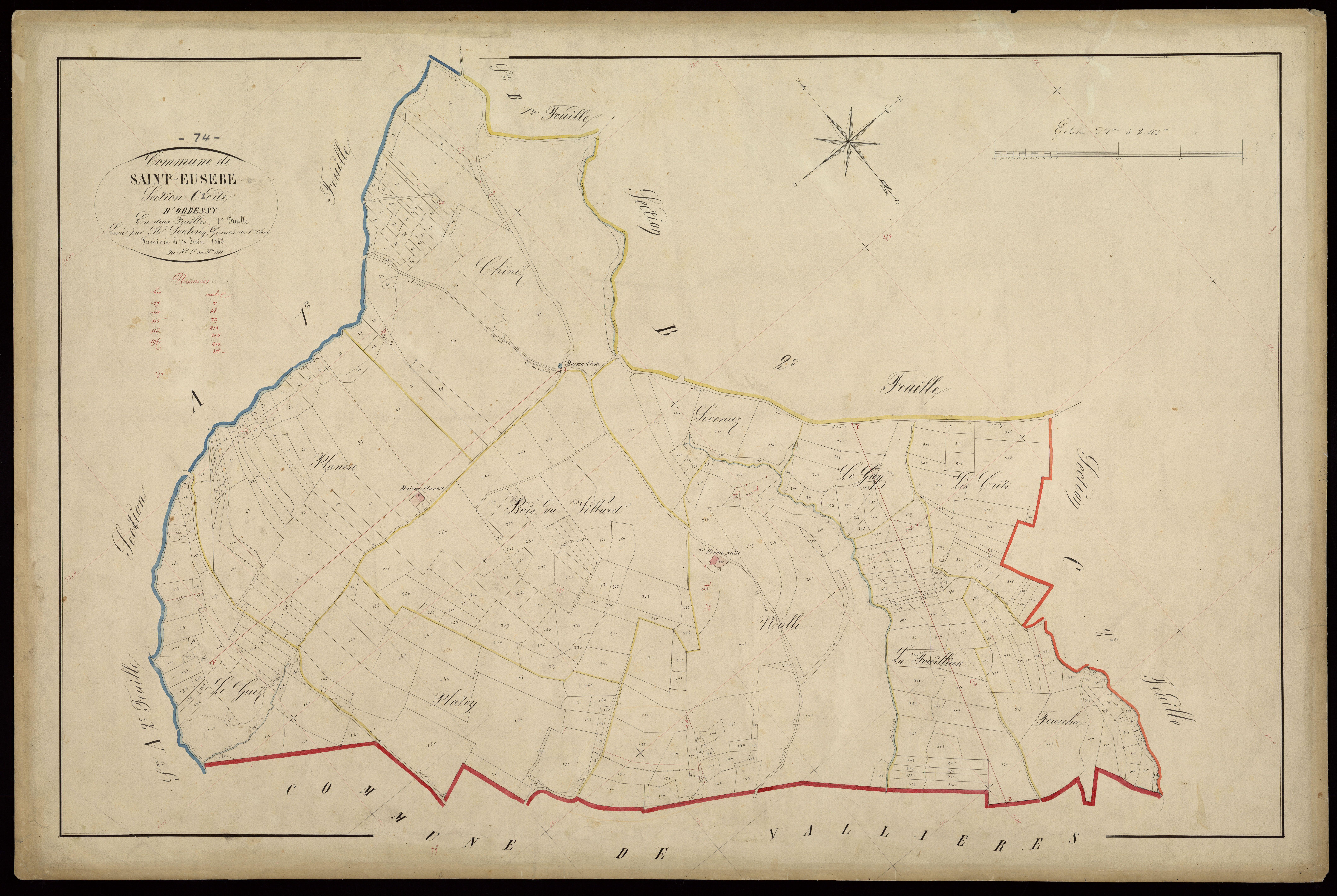 3 P 3 7337 - Feuille n° 2, parcelles n° 412 à 1032 - 14 juin 1863