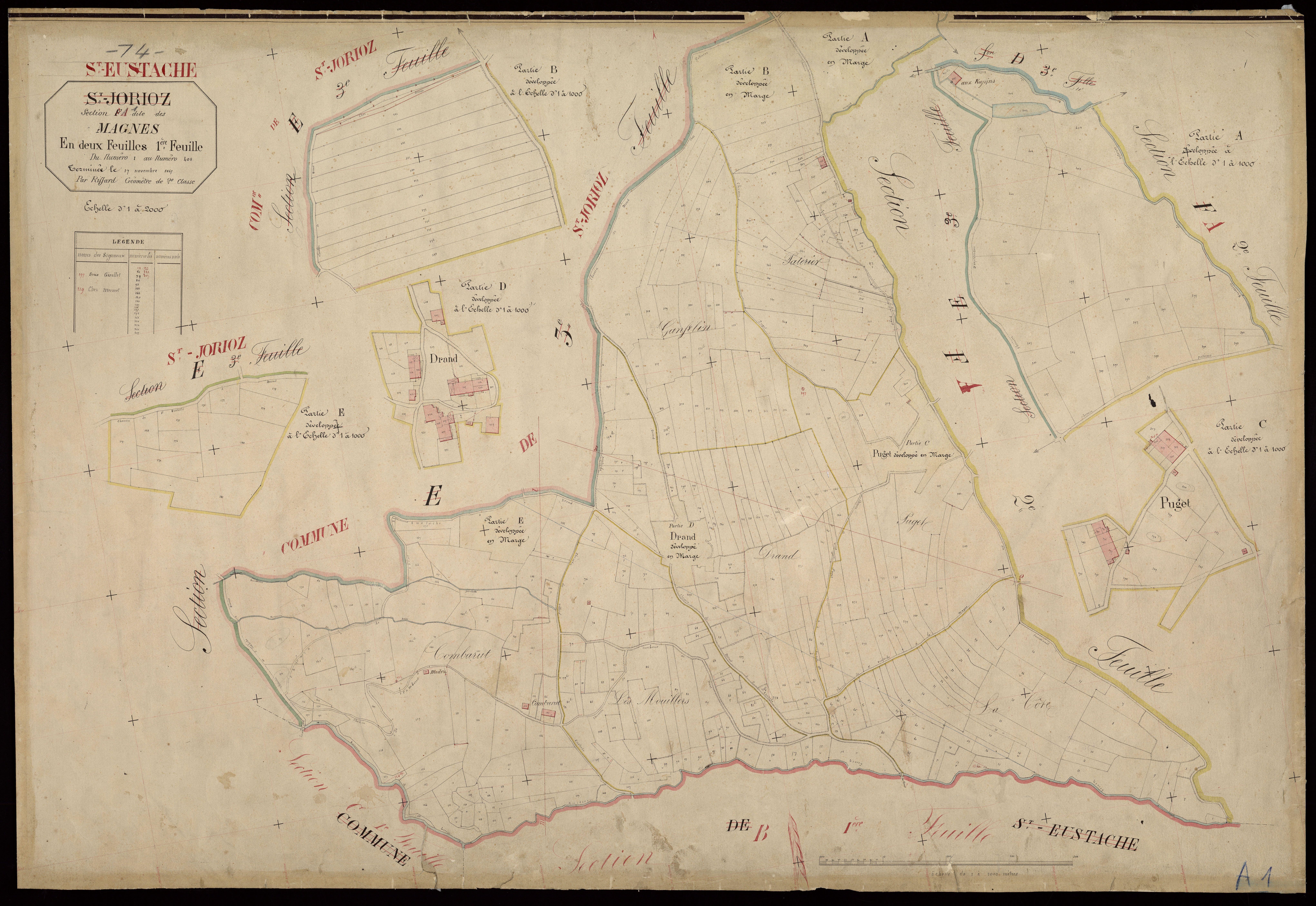 3 P 3 7341 - Feuille n° 2, parcelles n° 409 à 886 - 17 novembre 1865