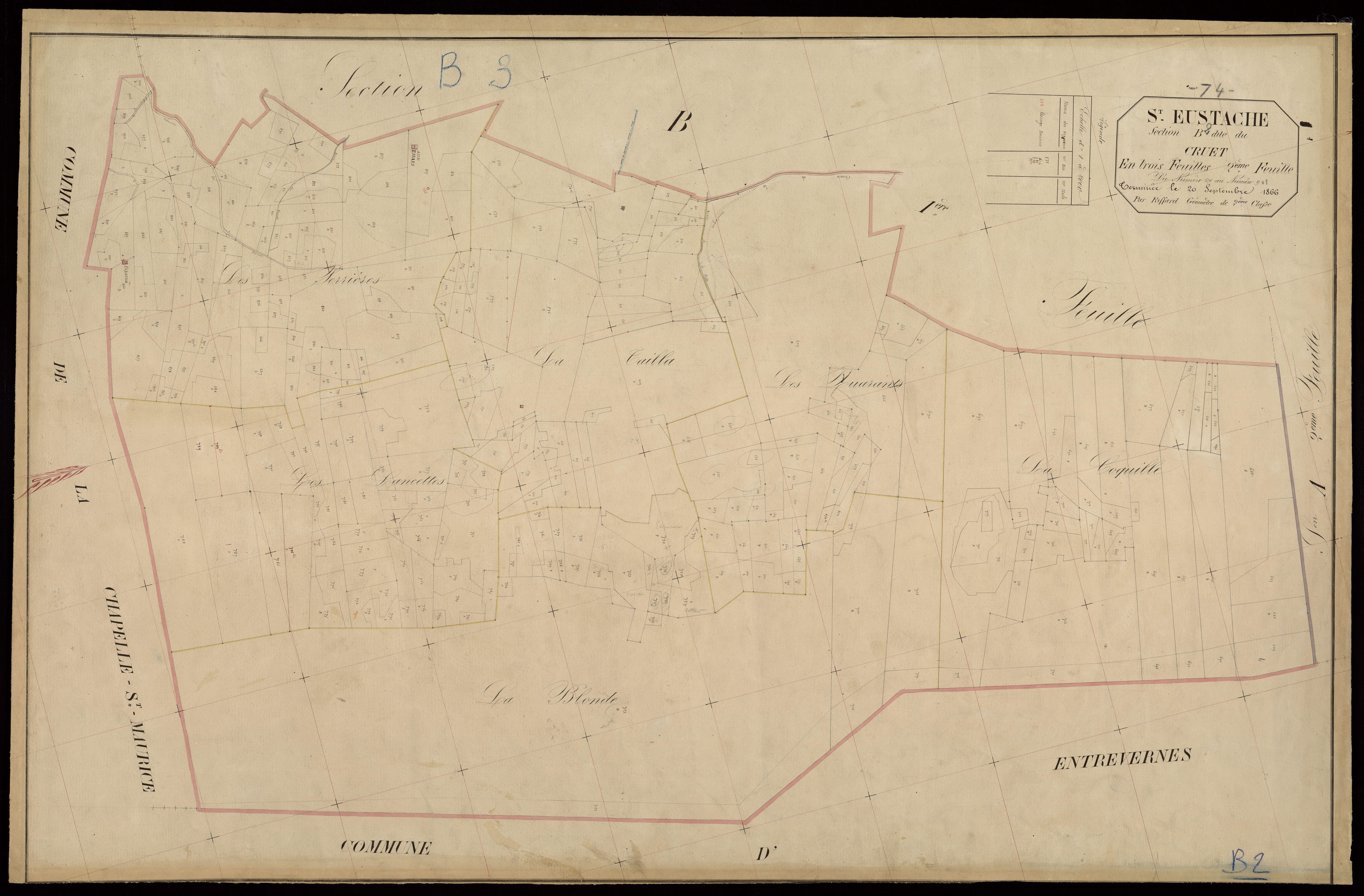3 P 3 7344 - Feuille n° 3, parcelles n° 902 à 1281 - 25 septembre 1866
