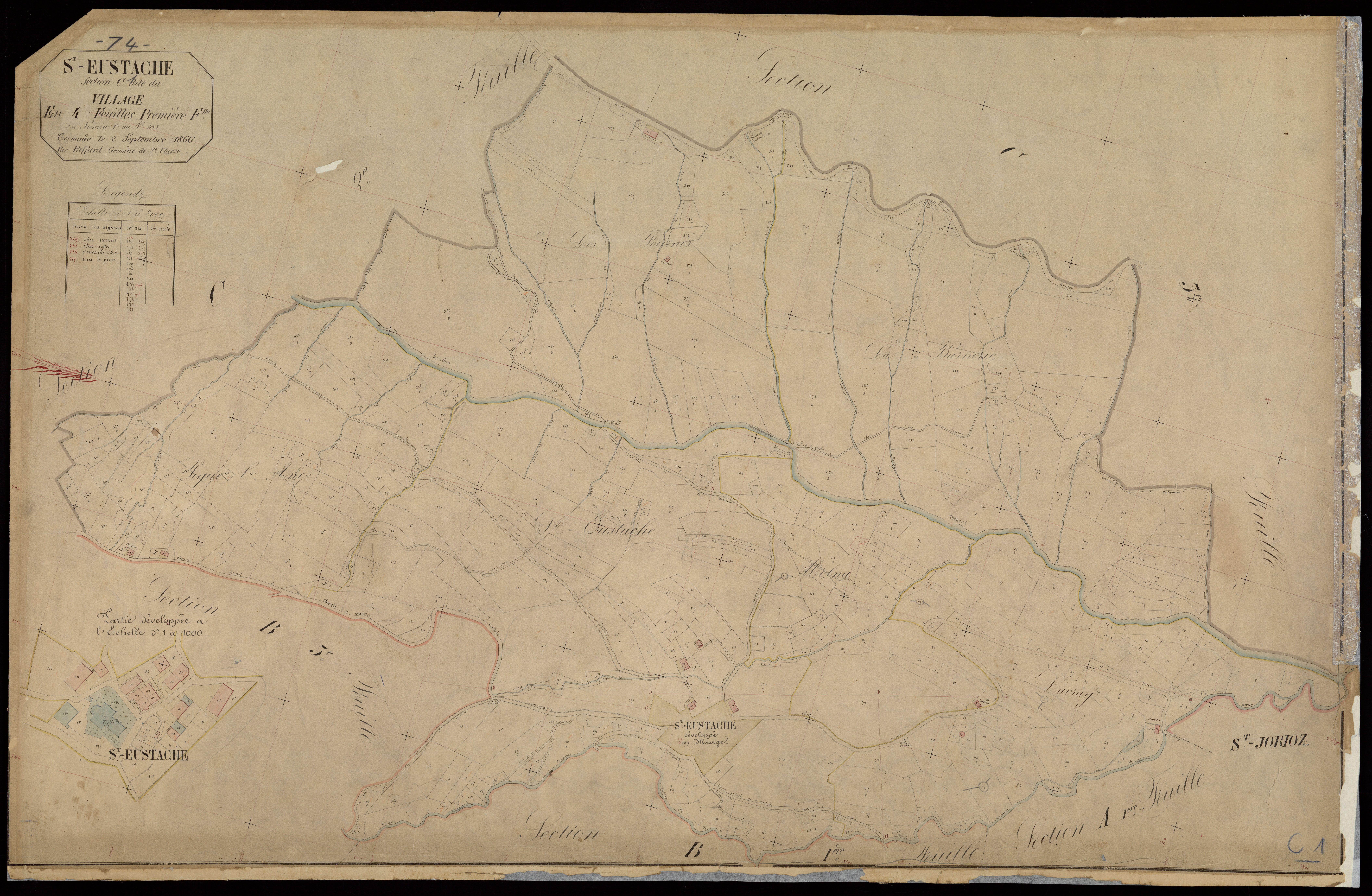 3 P 3 7346 - Feuille n° 2, parcelles n° 454 à 760 - 5 septembre 1866