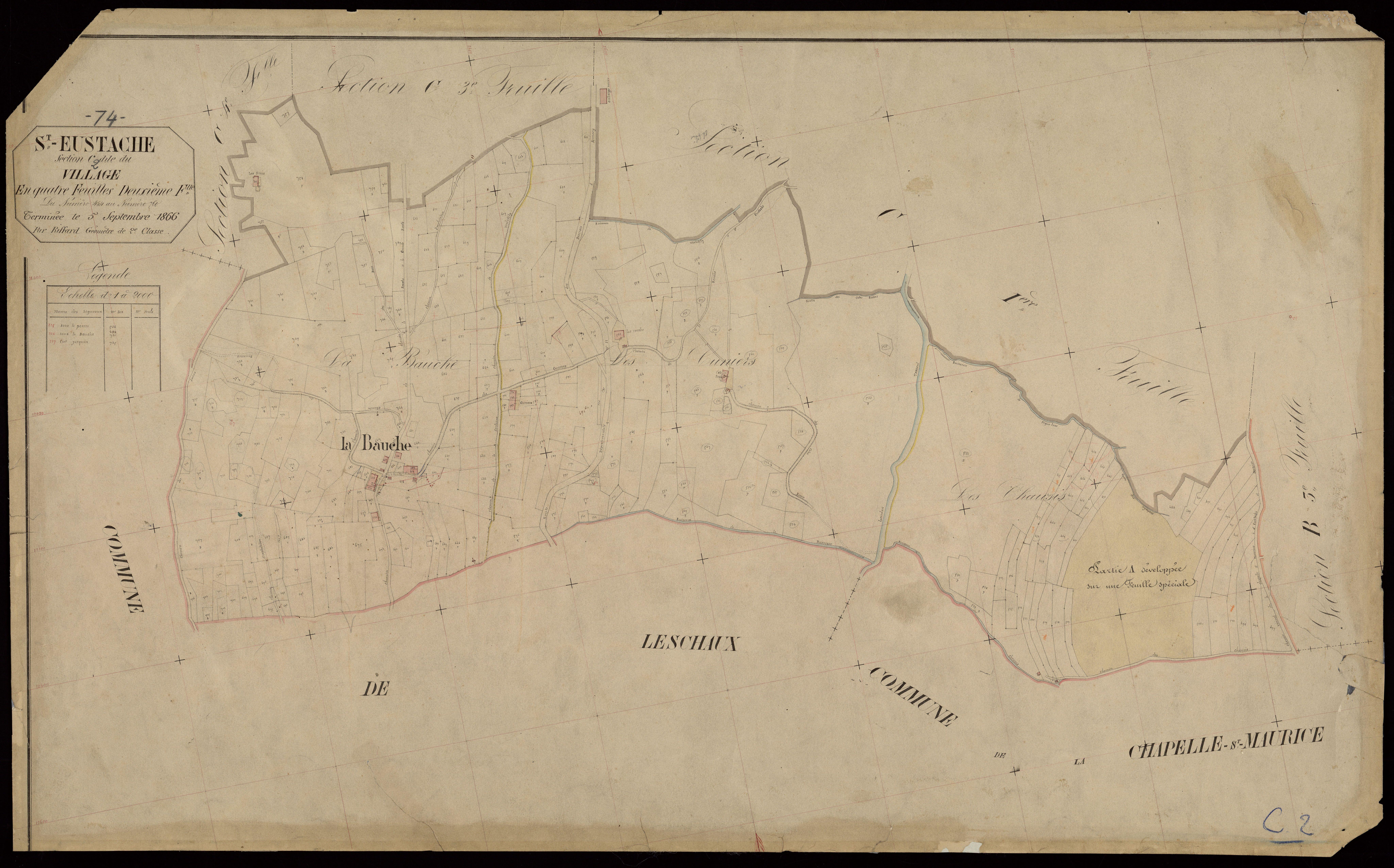 3 P 3 7347 - Feuille n° 2 bis, parcelles n° 202 à 313 et 472 à 516 -