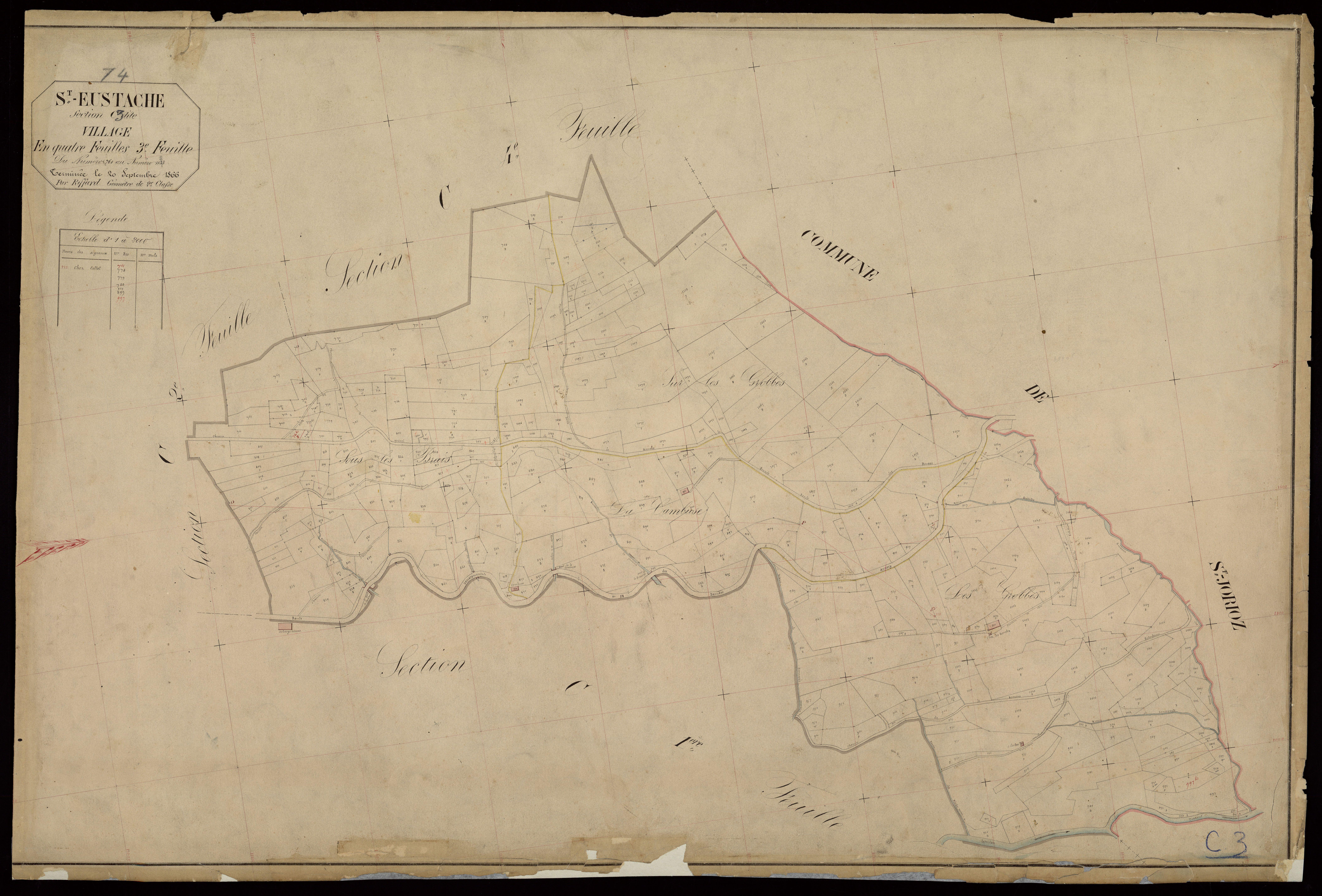 3 P 3 7349 - Feuille n° 4, parcelles n° 1124 à 1152 - 2 septembre 1866