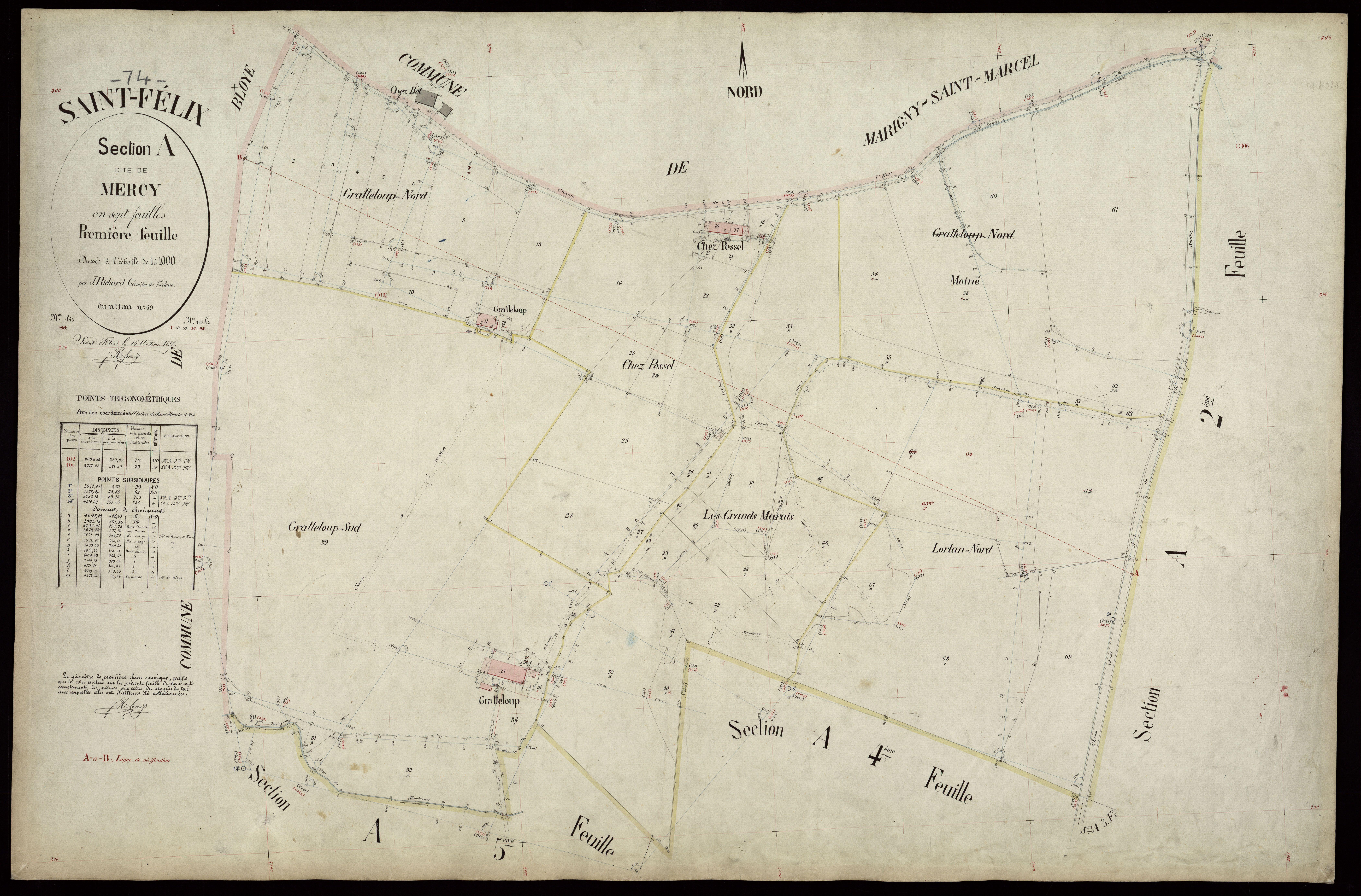 3 P 3 7359 - Feuille n° 2, parcelles n° 70 à 135 - 15 octobre 1887