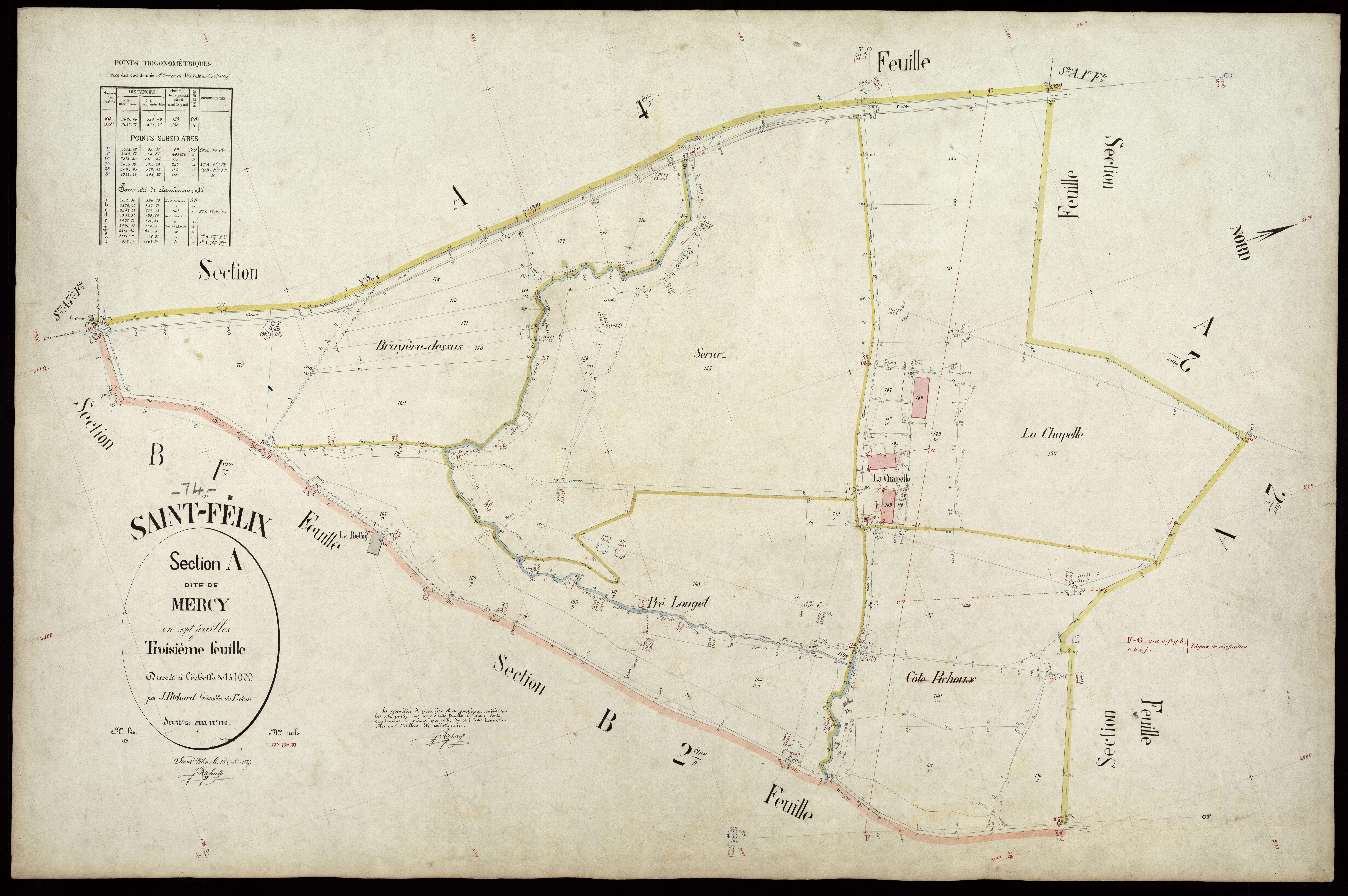 3 P 3 7361 - Feuille n° 4, parcelles n° 180 à 233 - 15 octobre 1887