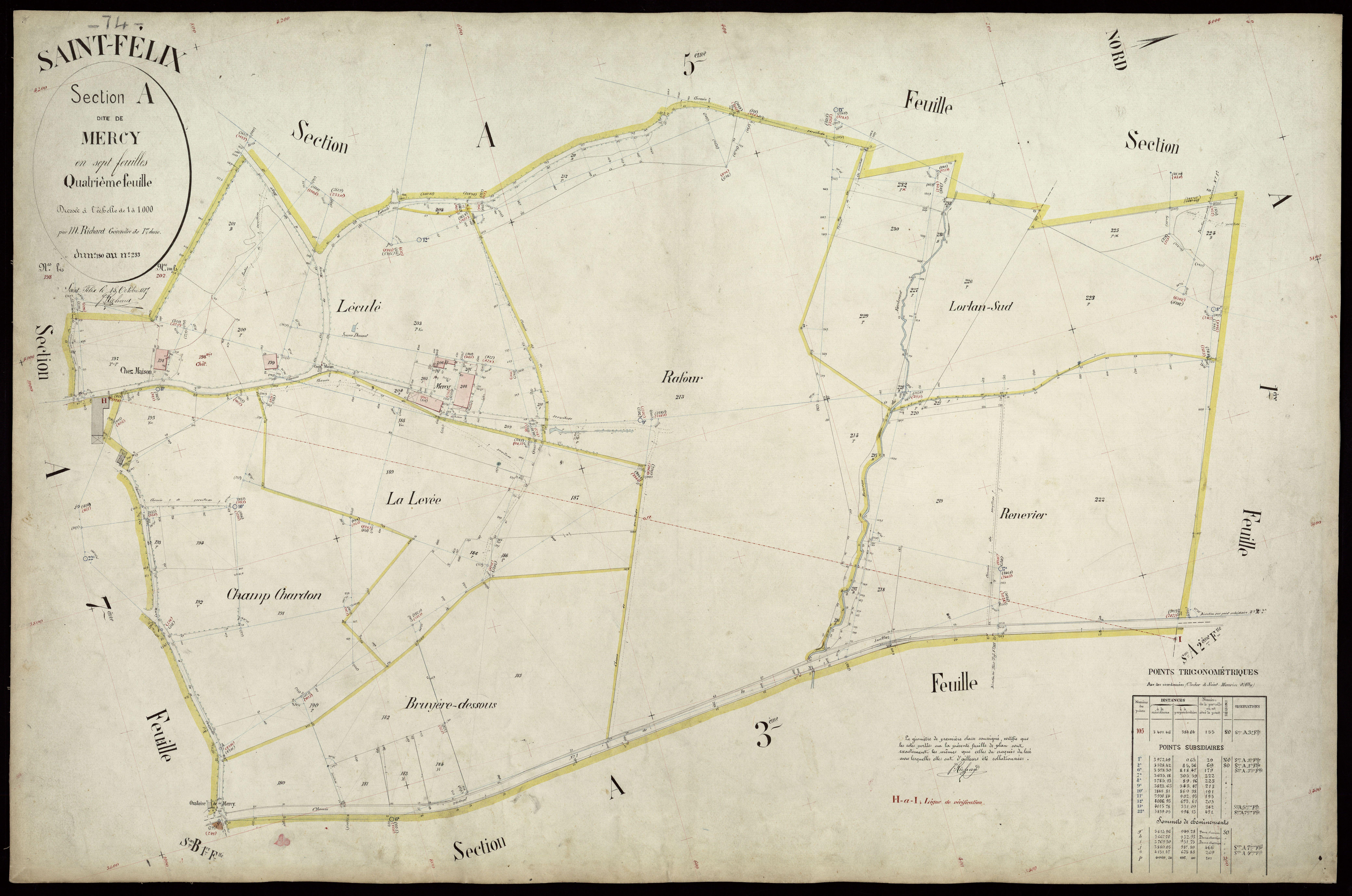 3 P 3 7362 - Feuille n° 5, parcelles n° 234 à 290 - 15 octobre 1887