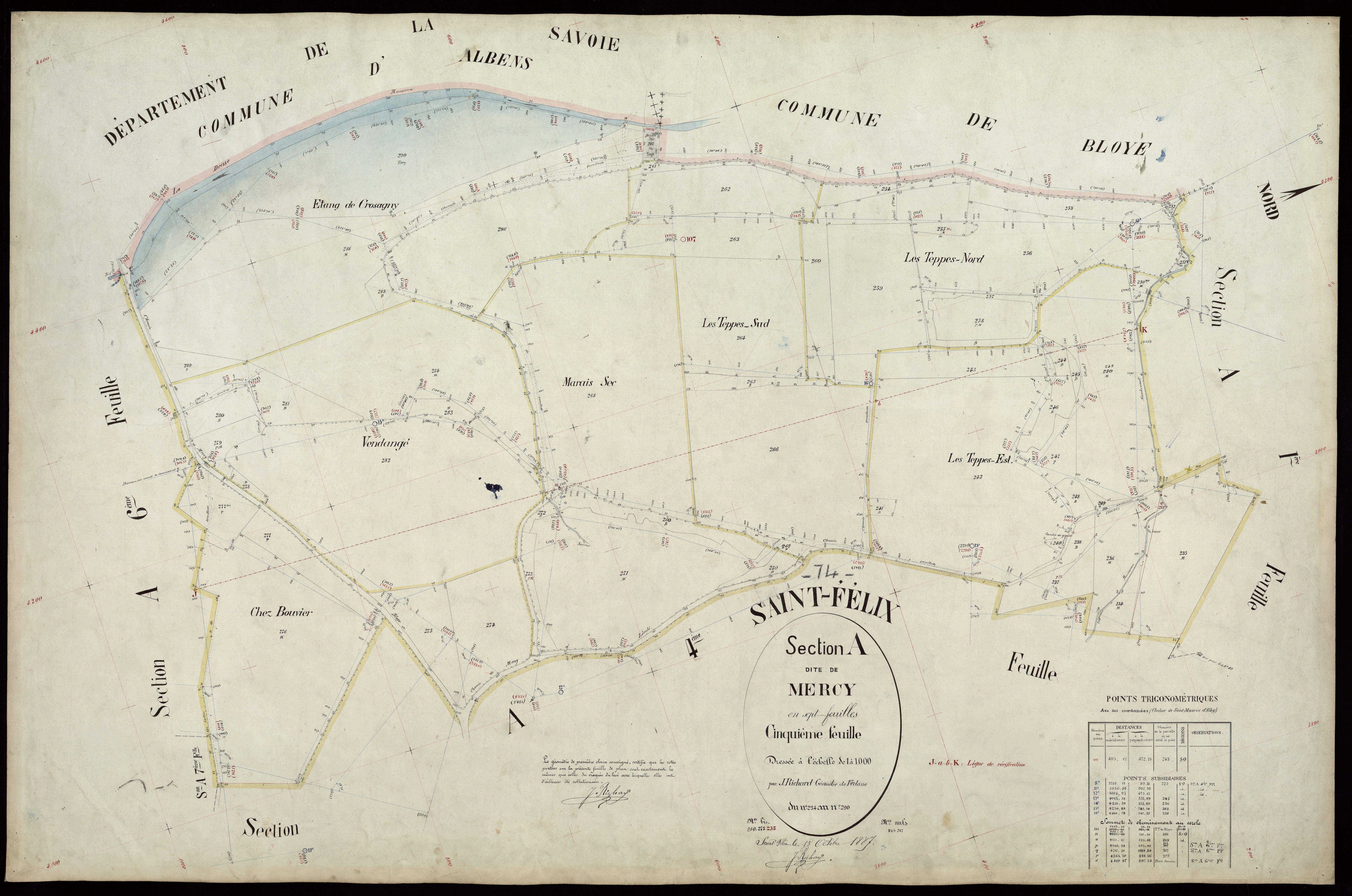 3 P 3 7363 - Feuille n° 6, parcelles n° 291 à 389 - 15 octobre 1887
