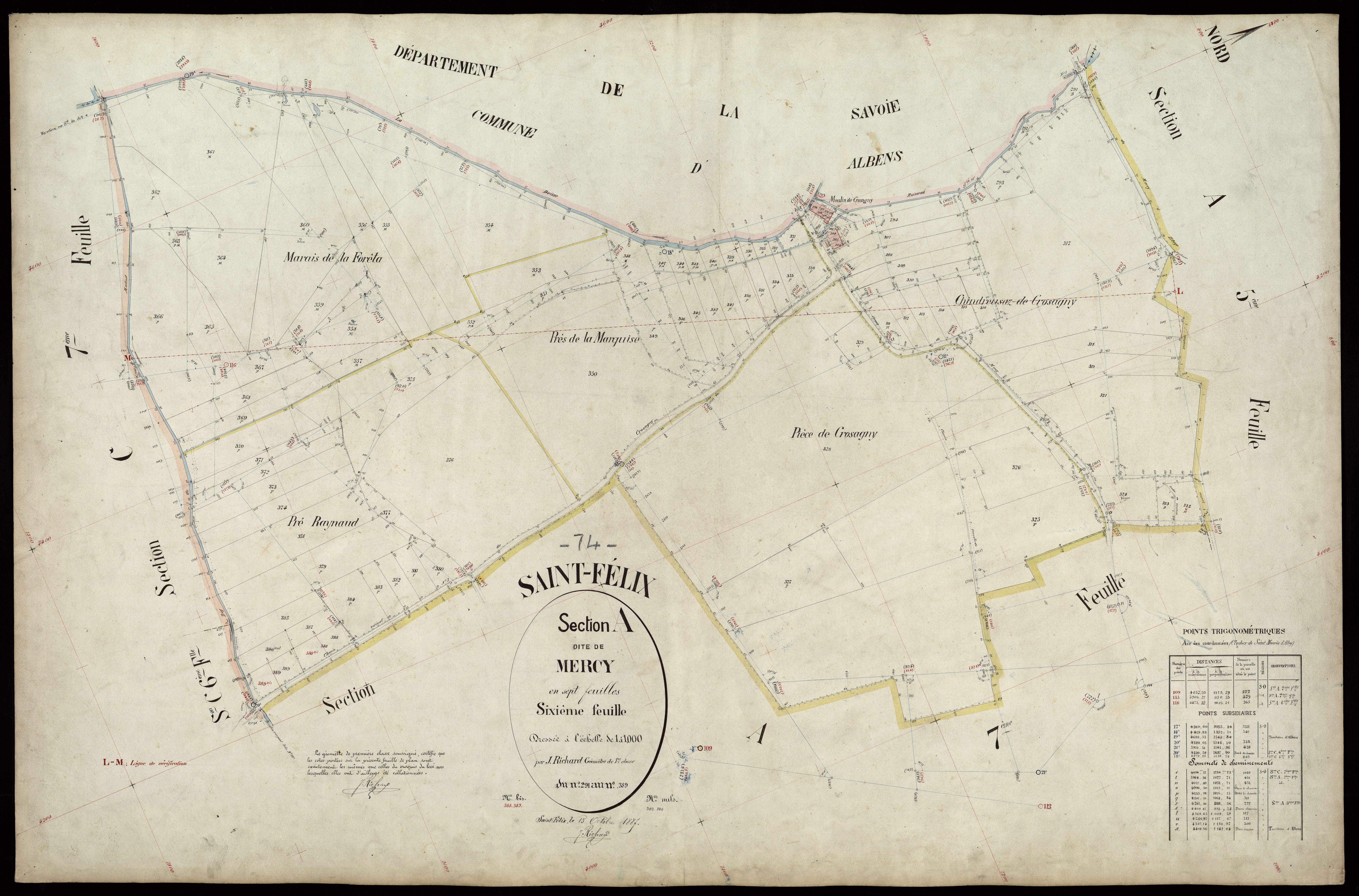 3 P 3 7364 - Feuille n° 7, parcelles n° 390 à 500 - 15 octobre 1887