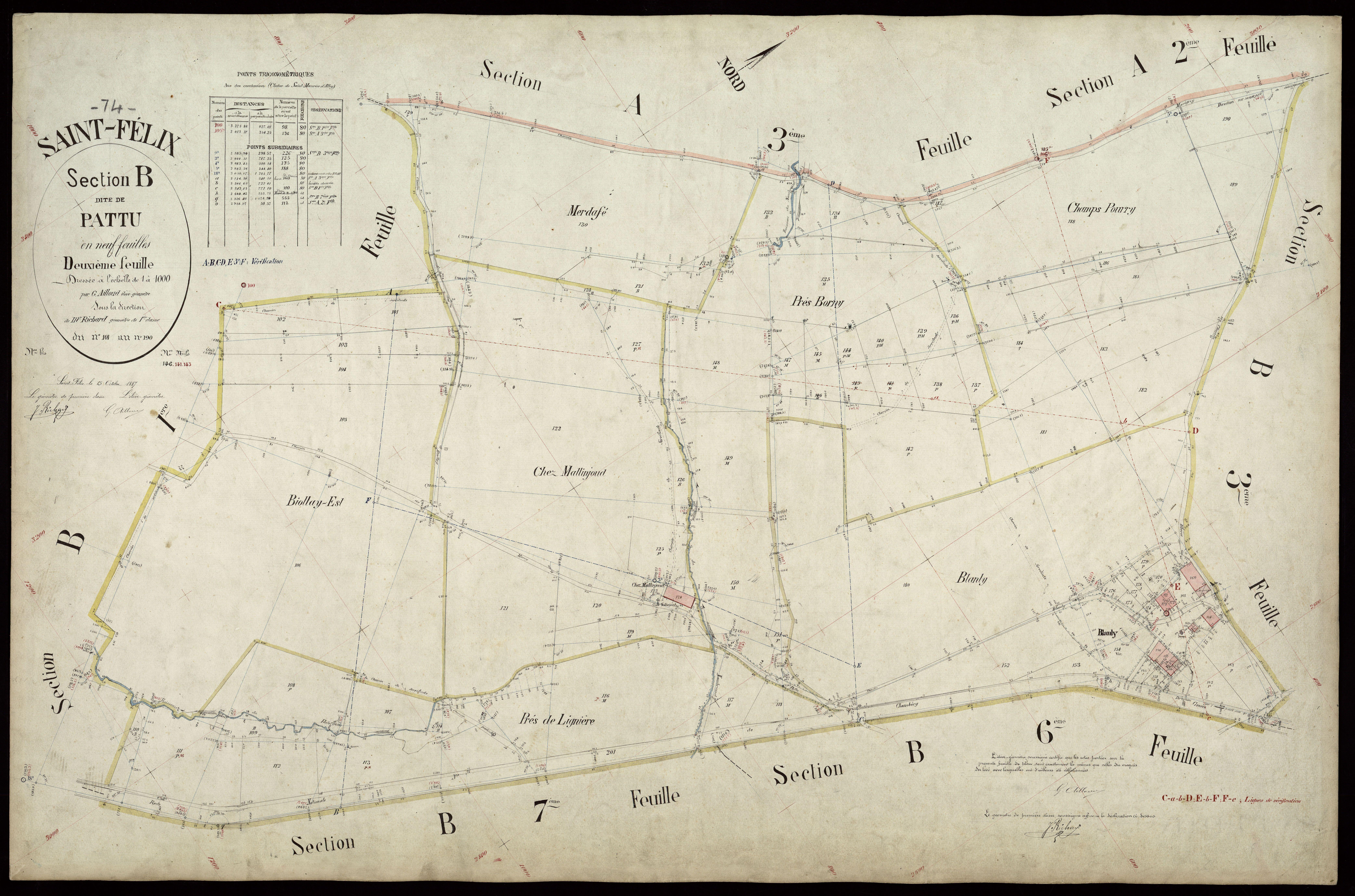 3 P 3 7367 - Feuille n° 3, parcelles n° 191 à 272 - 15 octobre 1887