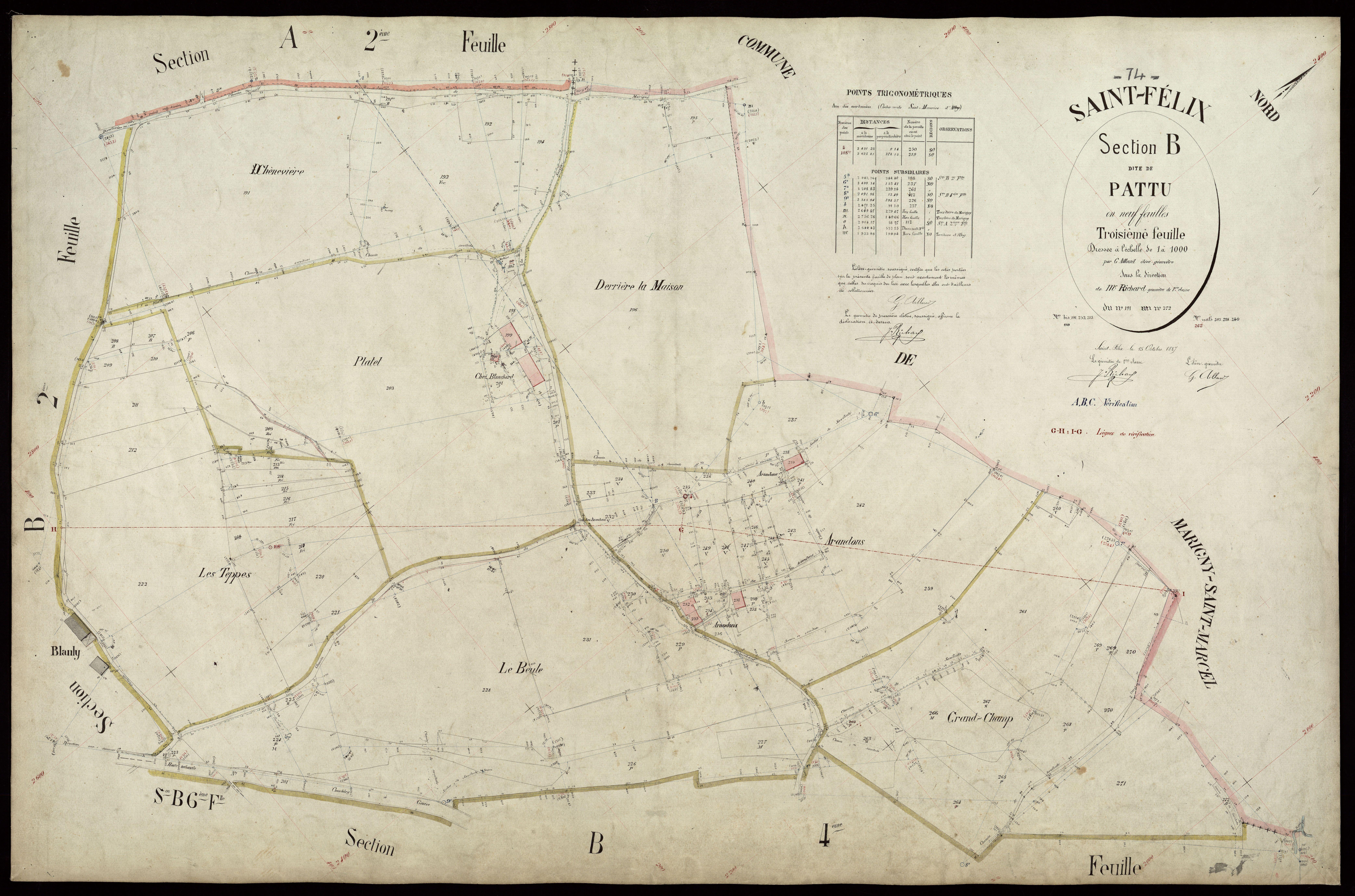 3 P 3 7368 - Feuille n° 4, parcelles n° 273 à 379 - 15 octobre 1887