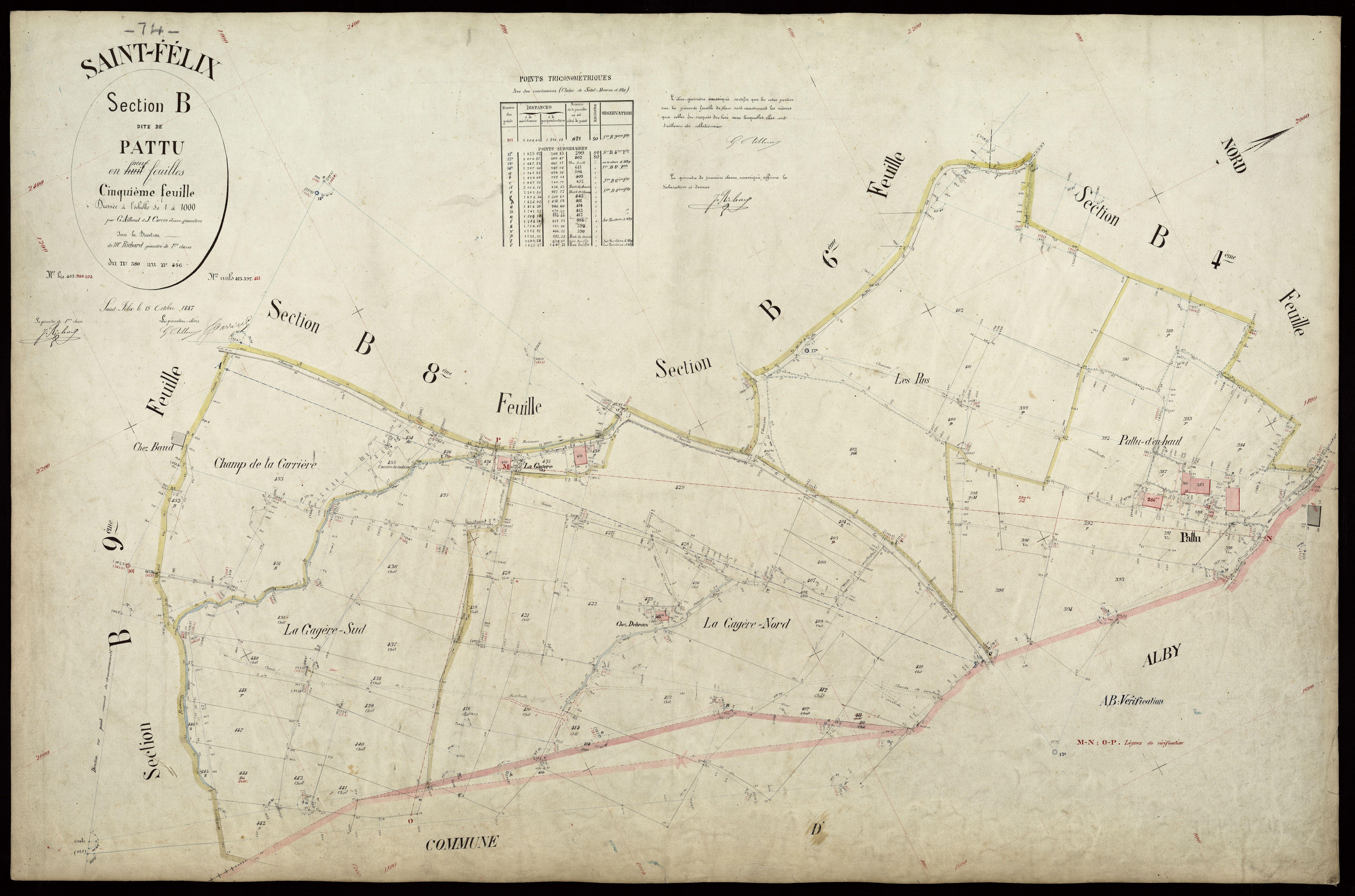 3 P 3 7370 - Feuille n° 6, parcelles n° 457 à 544 - 15 octobre 1887