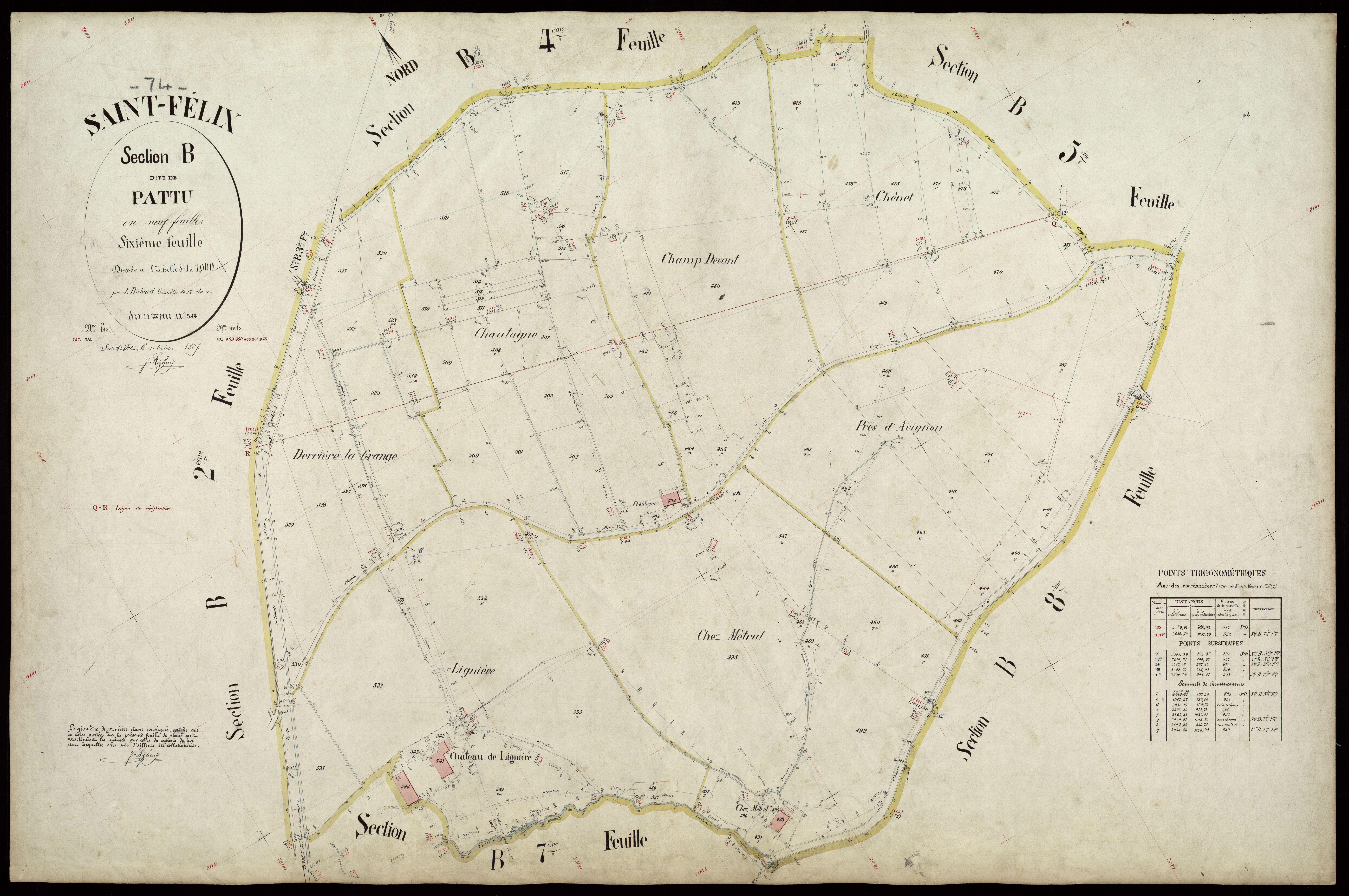 3 P 3 7371 - Feuille n° 7, parcelles n° 545 à 608 - 15 octobre 1887