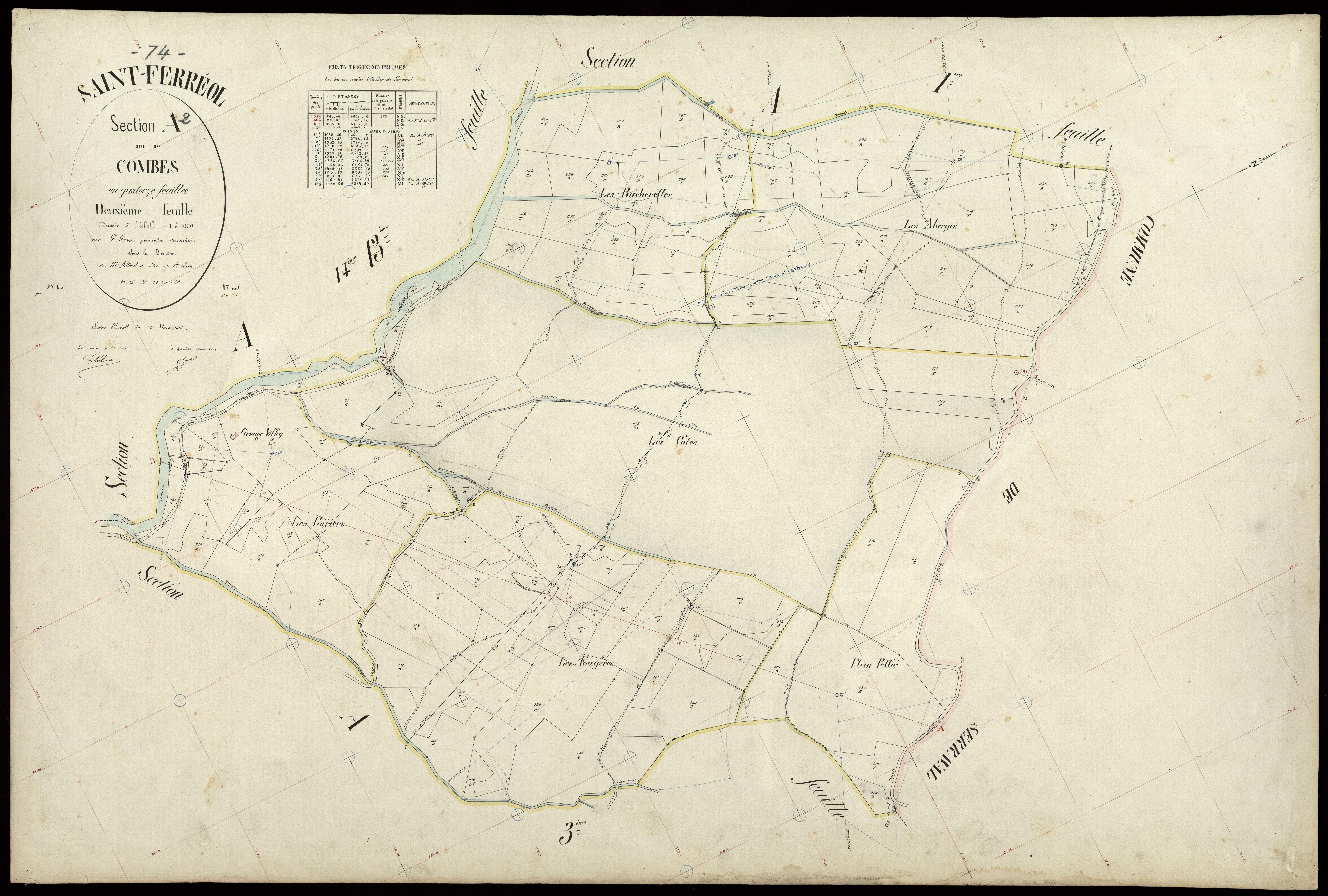 3 P 3 7385 - Feuille n° 3, parcelles n° 330 à 488 - 15 mars 1907