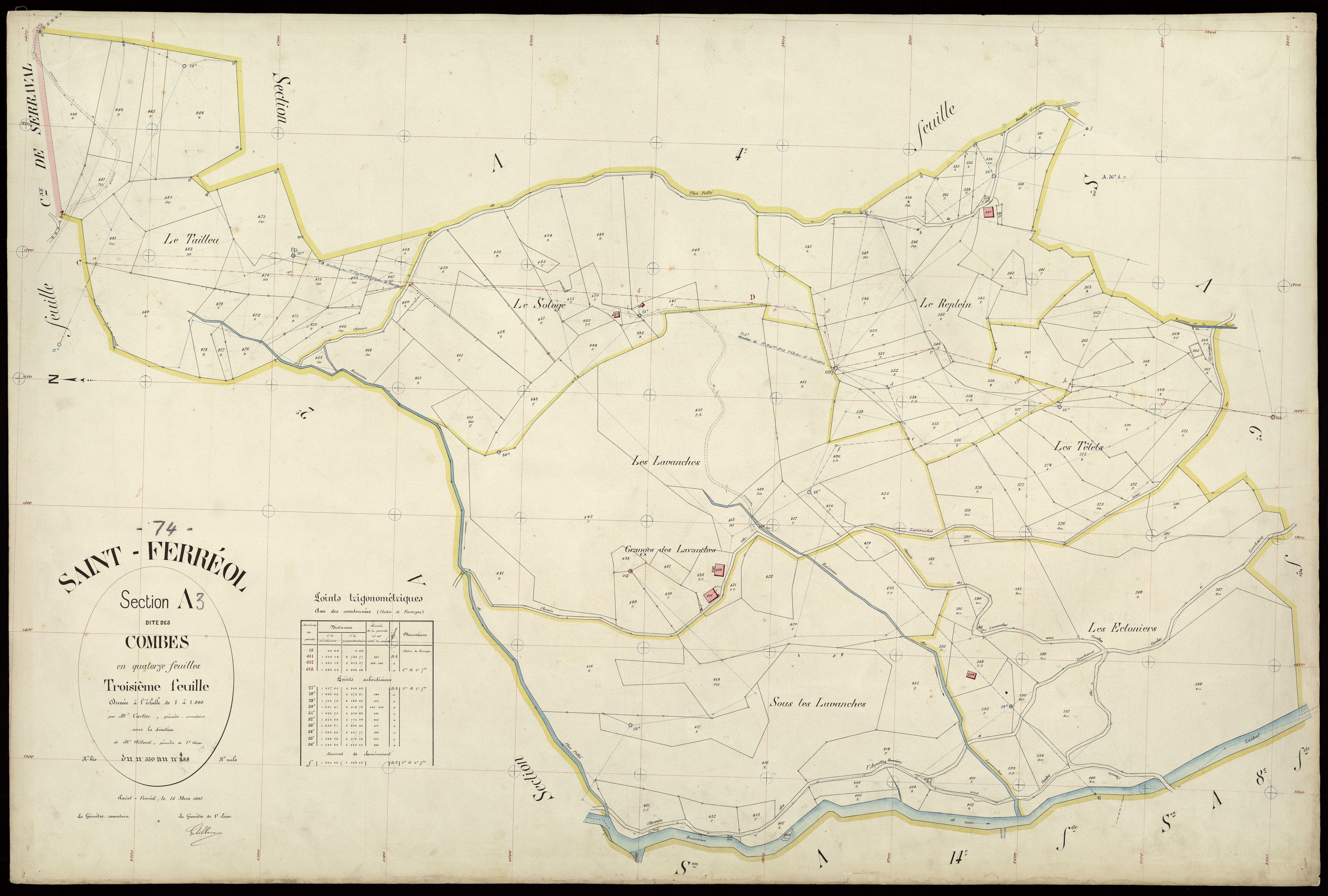 3 P 3 7386 - Feuille n° 4, parcelles n° 489 à 531 - 15 mars 1907