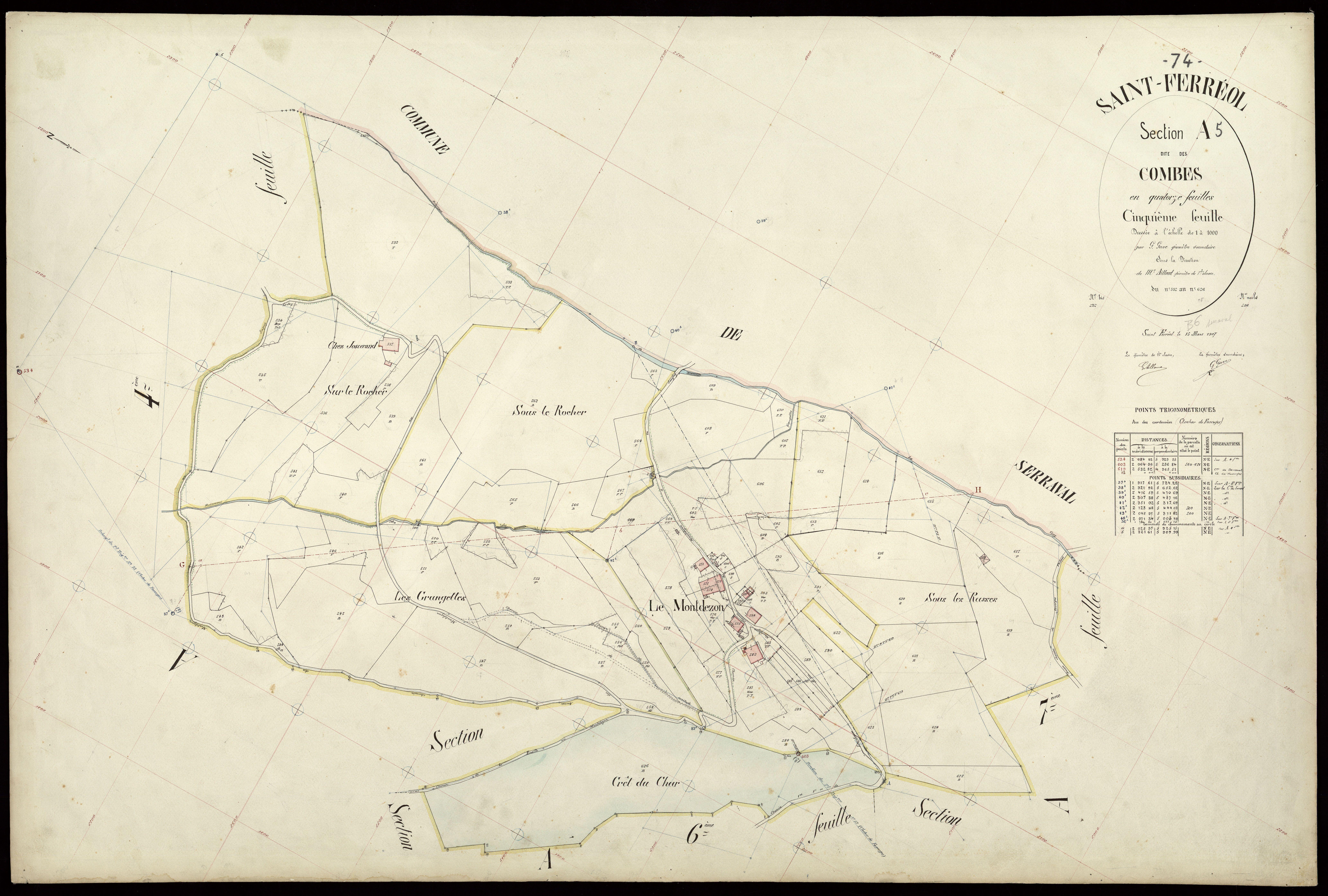 3 P 3 7388 - Feuille n° 6, parcelles n° 627 à 888 - 15 mars 1907