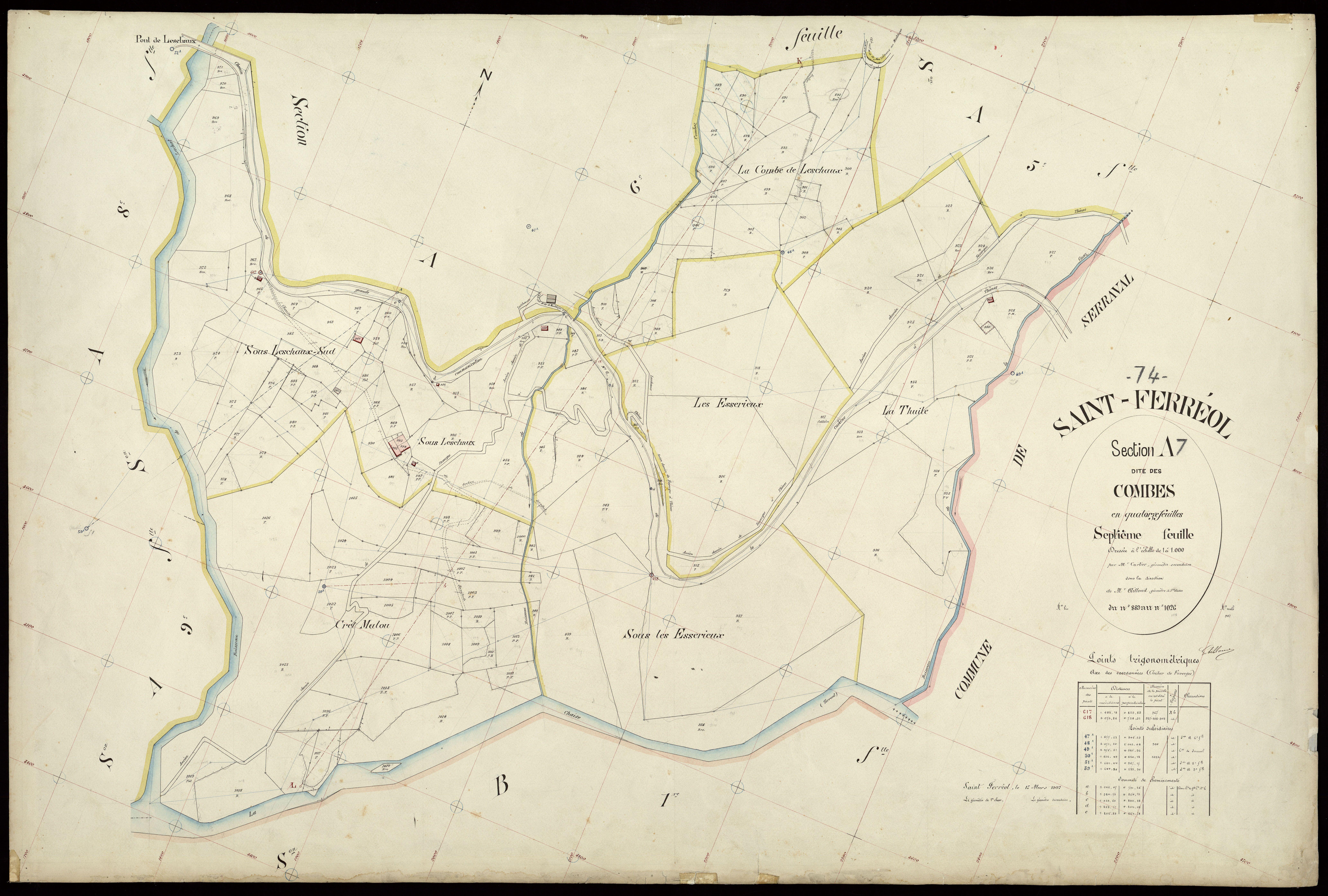3 P 3 7390 - Feuille n° 8, parcelles n° 1027 à 1462 - 25 janvier 1907