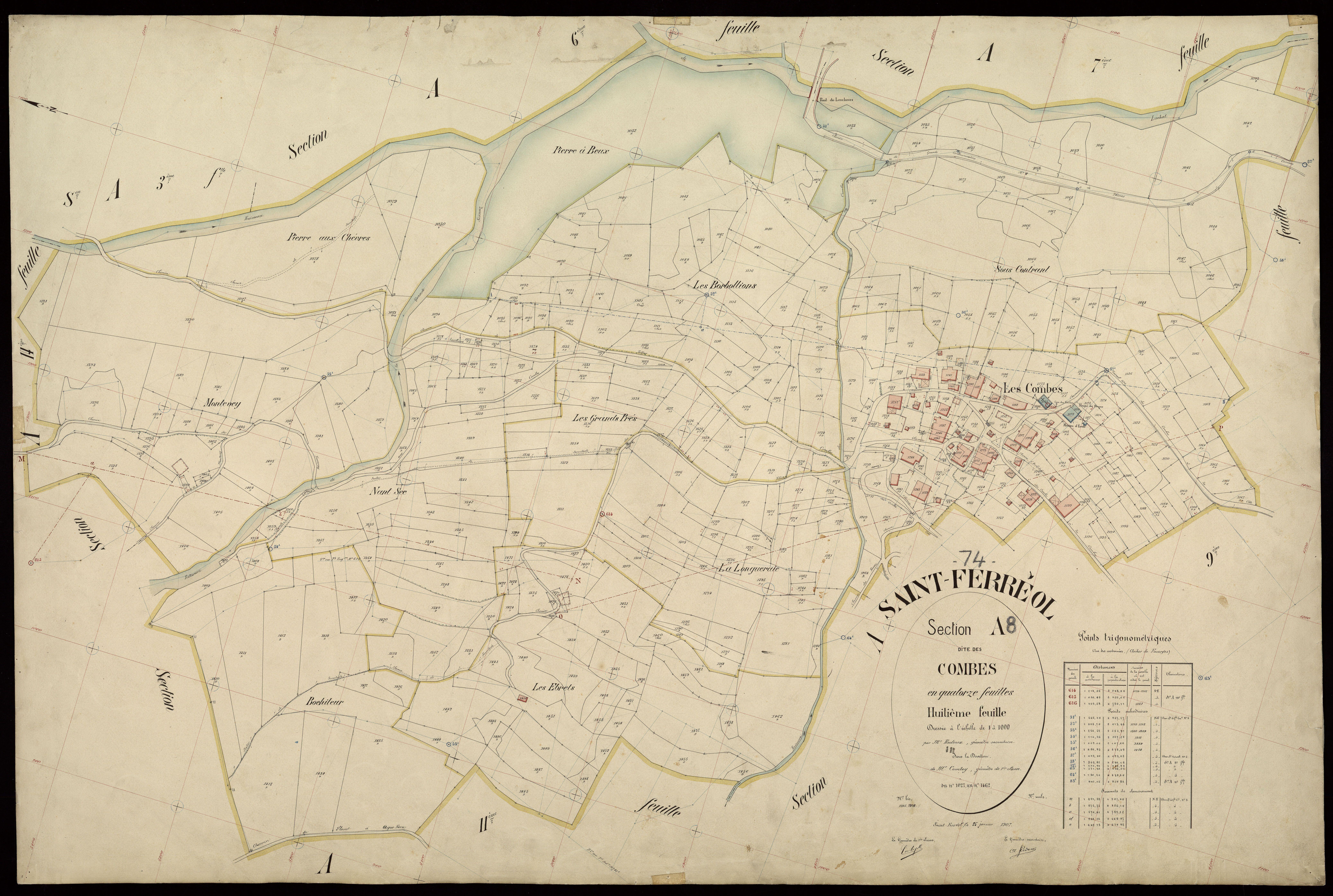 3 P 3 7391 - Feuille n° 9, parcelles n° 1463 à 1882 - 25 janvier 1907