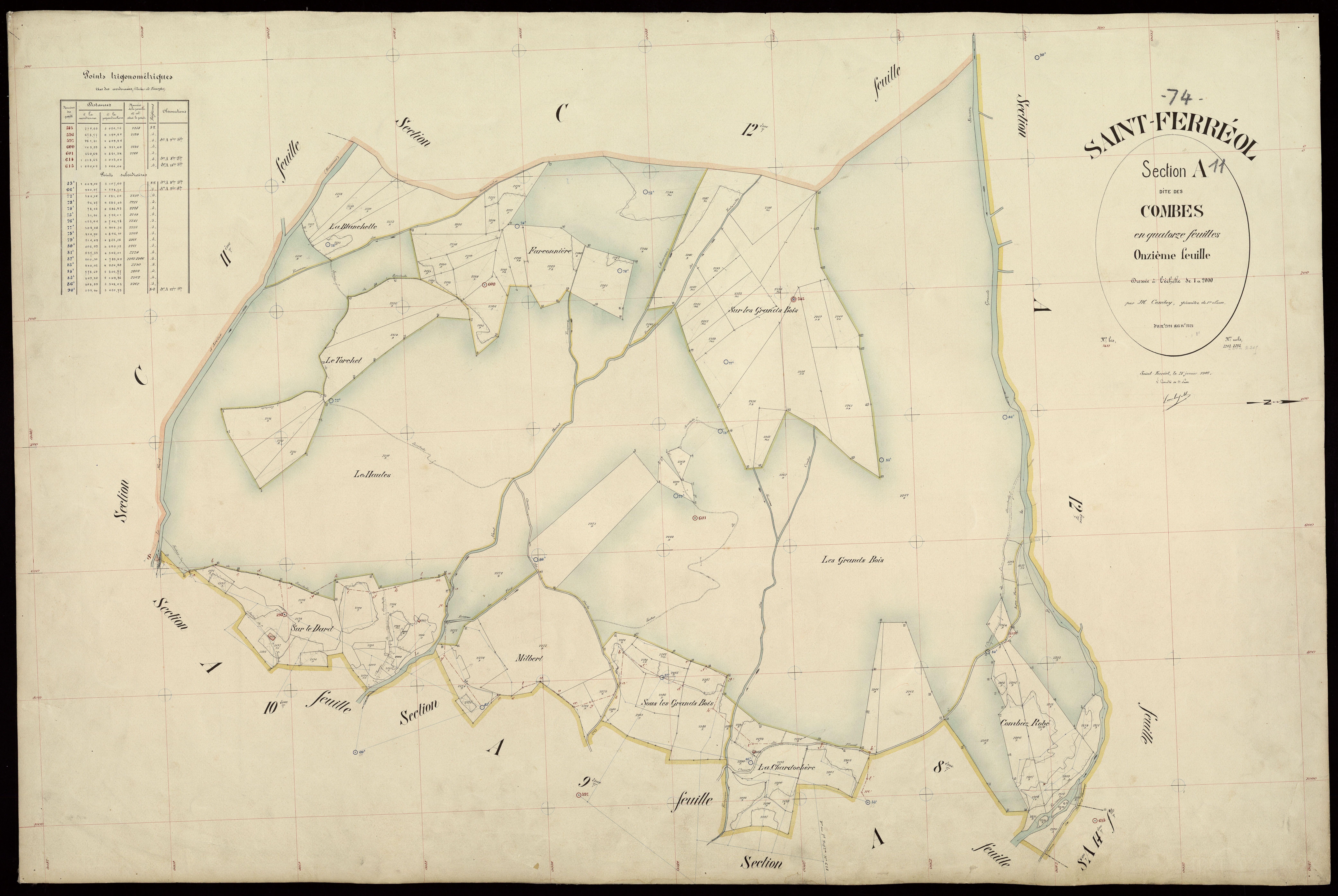 3 P 3 7394 - Feuille n° 12, parcelles n° 2322 à 2423 - 25 janvier 1907