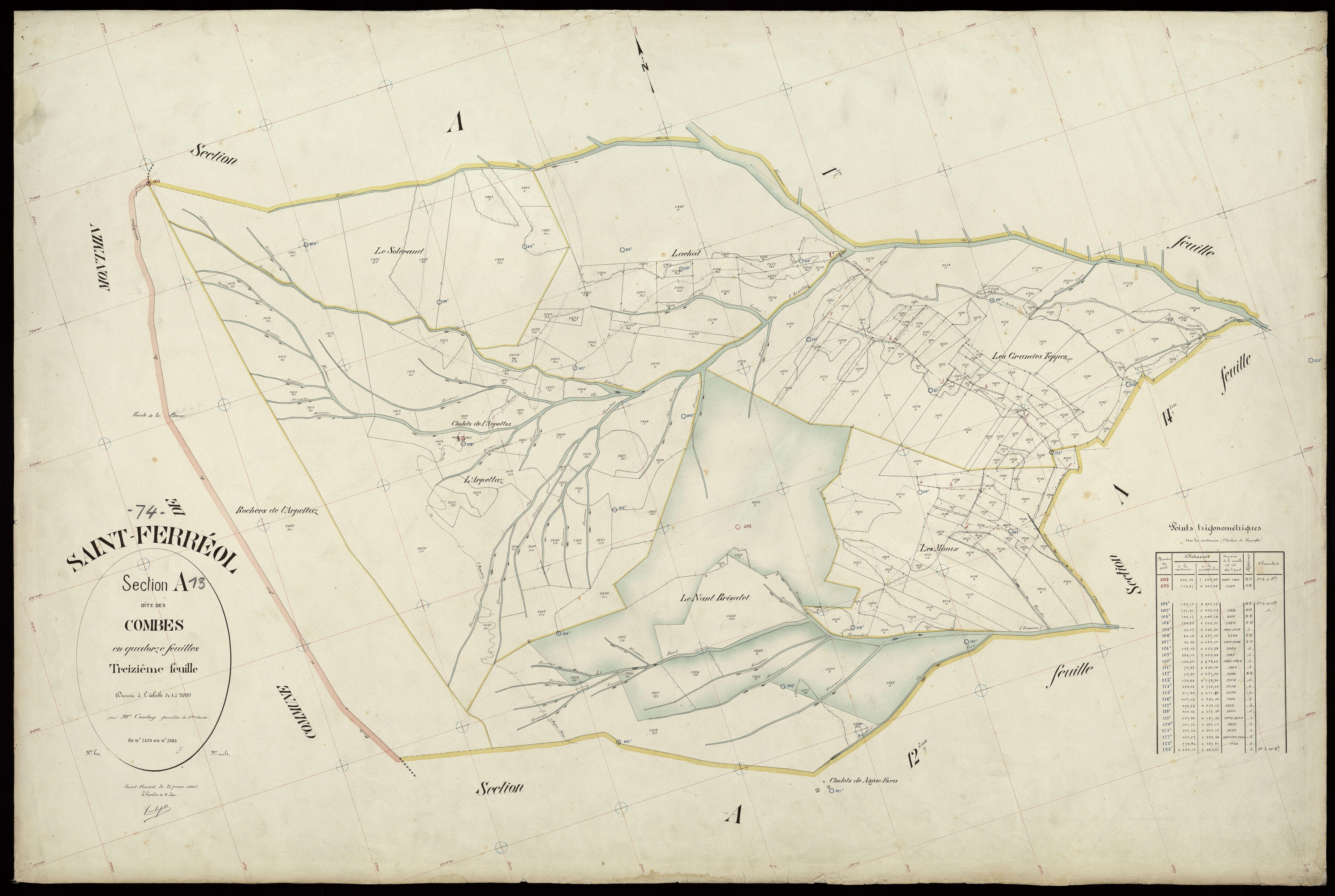 3 P 3 7396 - Feuille n° 14, parcelles n° 2646 à 2842 - 25 janvier 1907