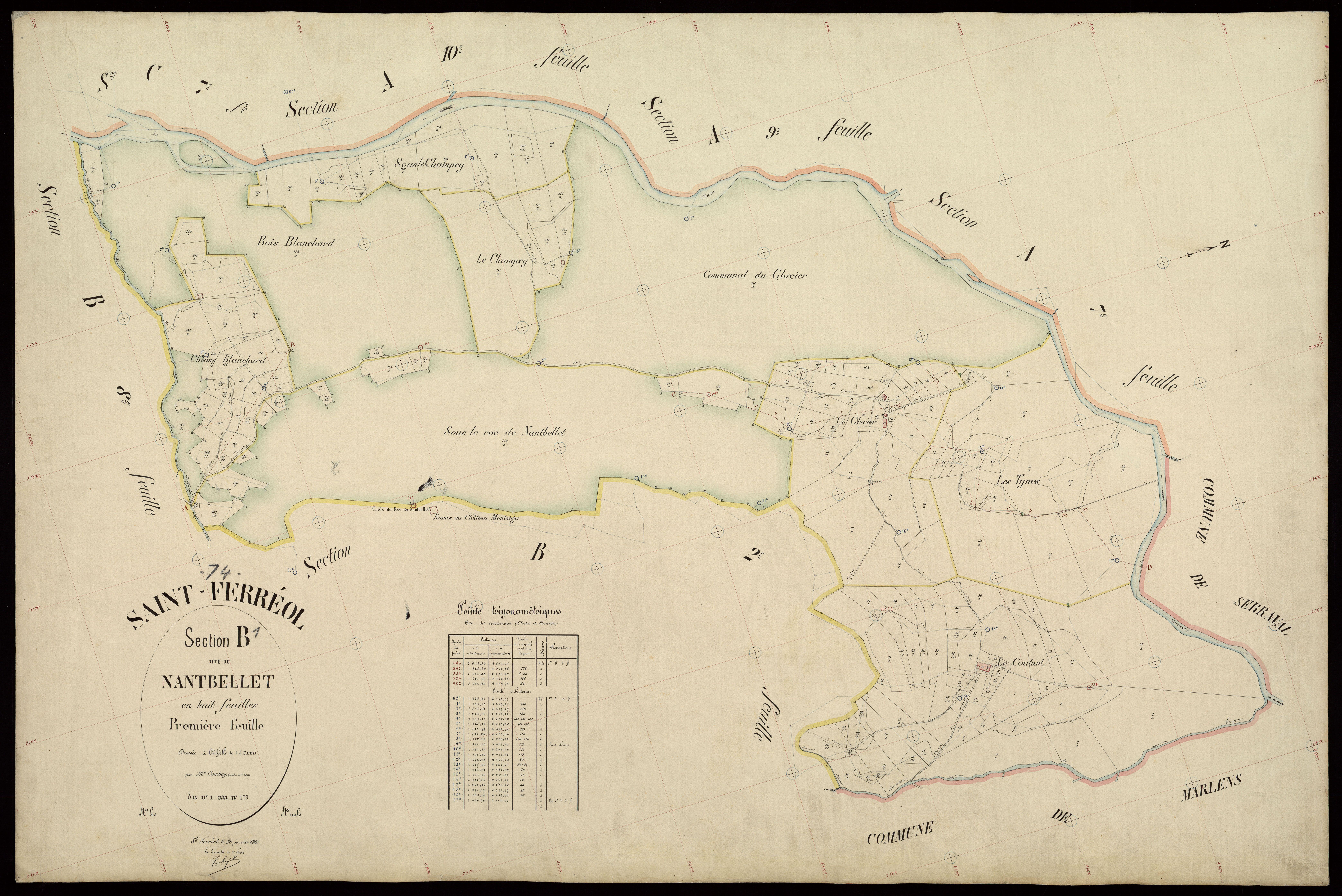 3 P 3 7398 - Feuille n° 2, parcelles n° 180 à 669 - 25 janvier 1907