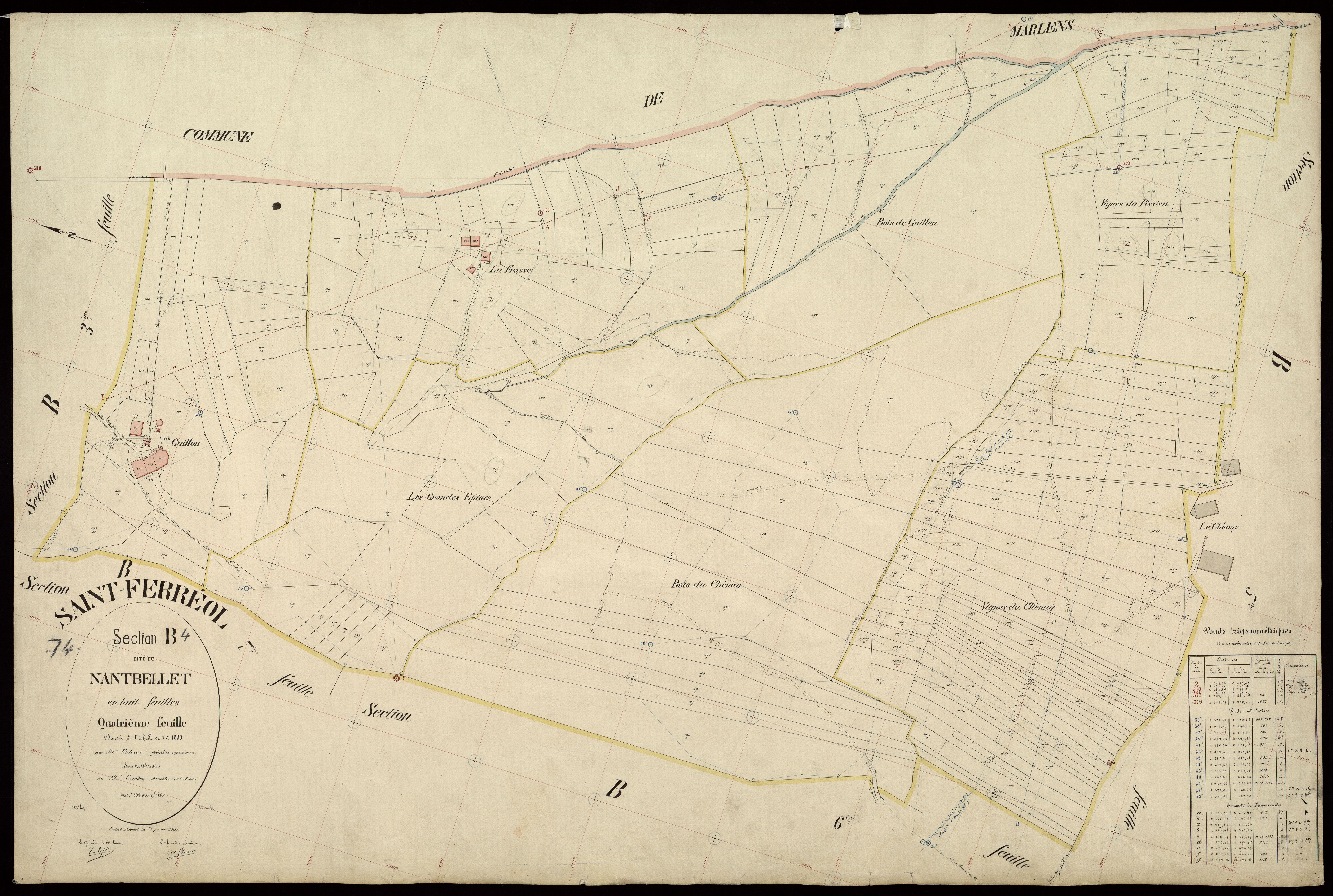 3 P 3 7401 - Feuille n° 5, parcelles n° 1117 à 1314 - 25 janvier 1907