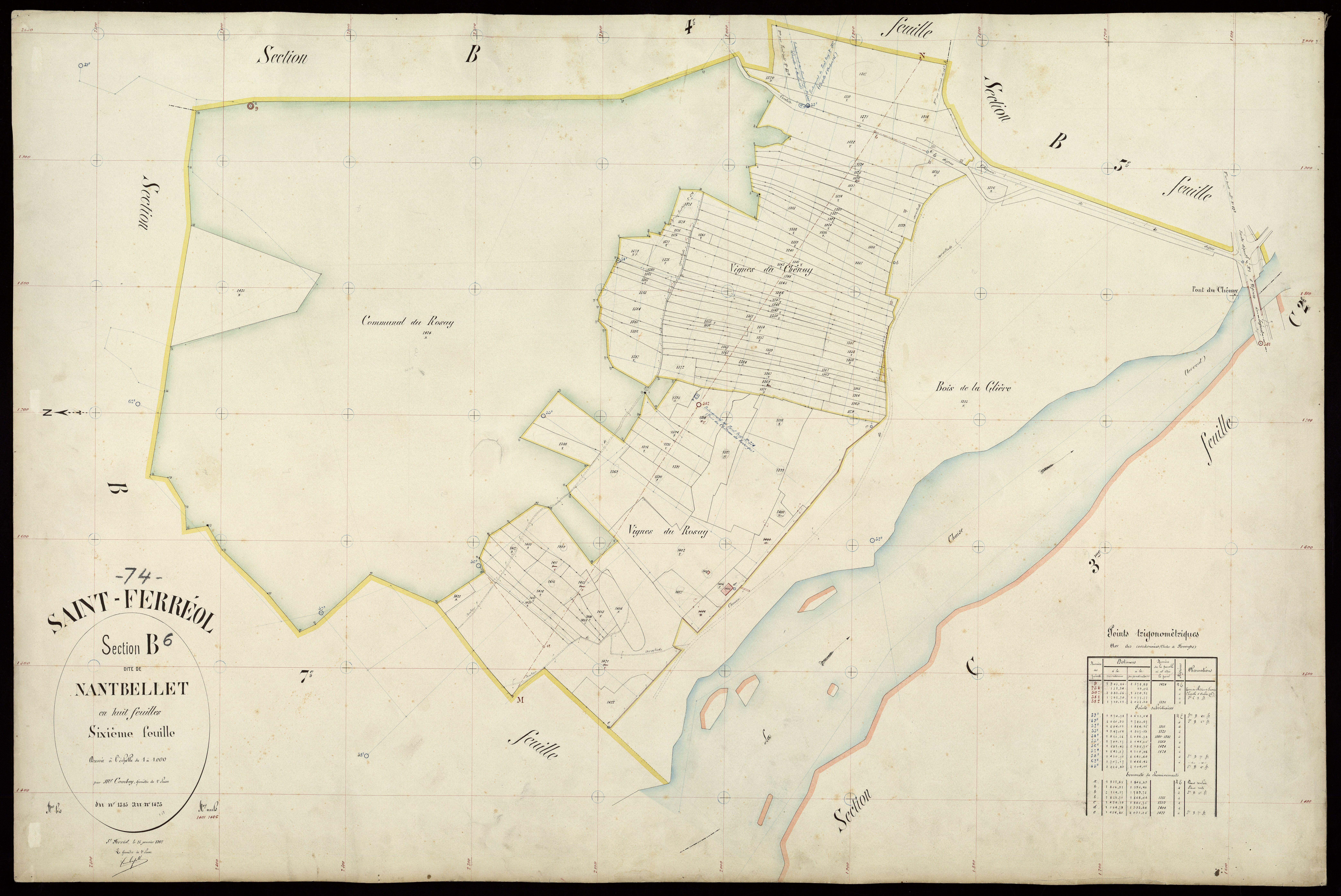3 P 3 7403 - Feuille n° 7, parcelles n° 1426 à 1655 - 25 janvier 1907