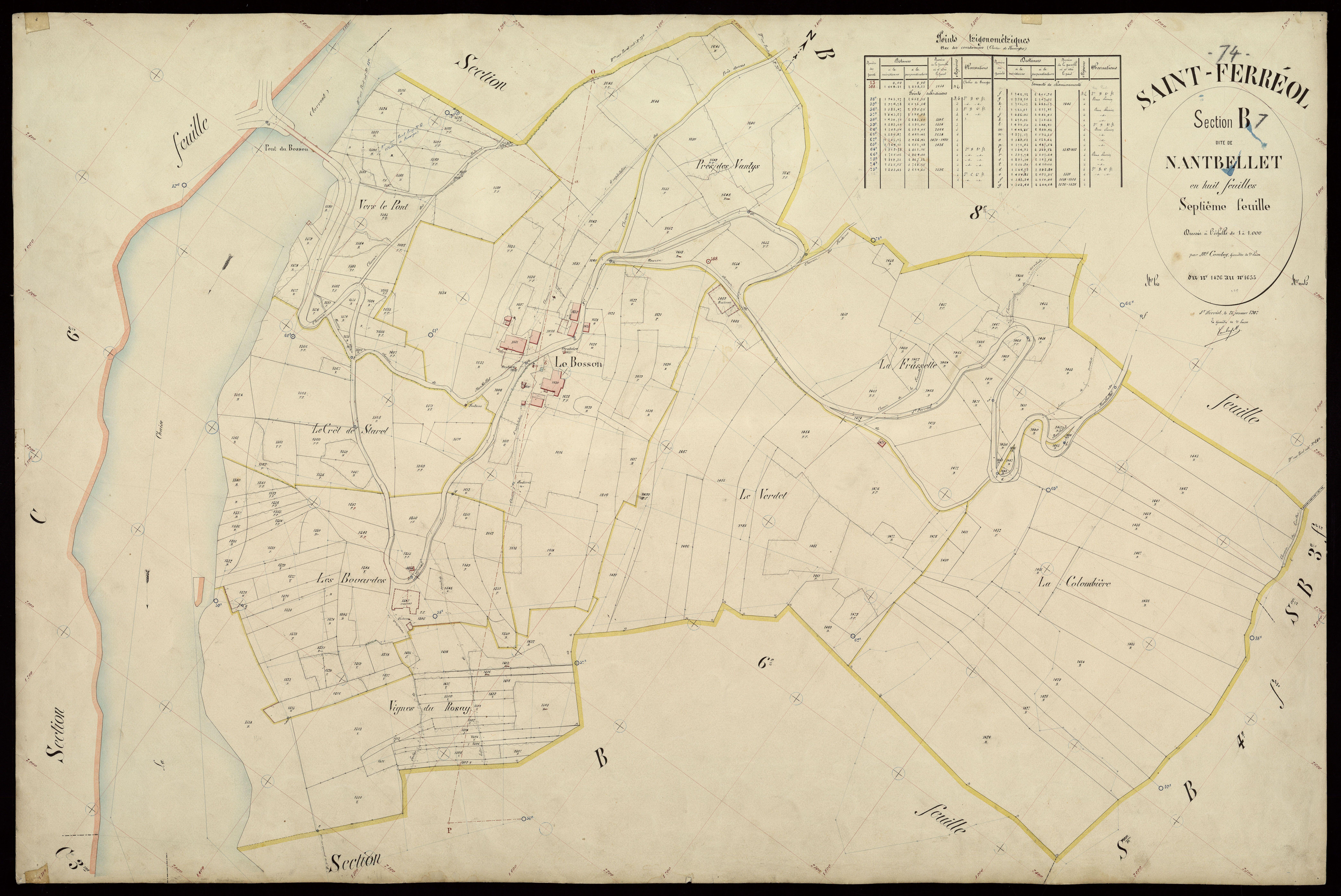 3 P 3 7404 - Feuille n° 8, parcelles n° 1656 à 1882 - 25 janvier 1907