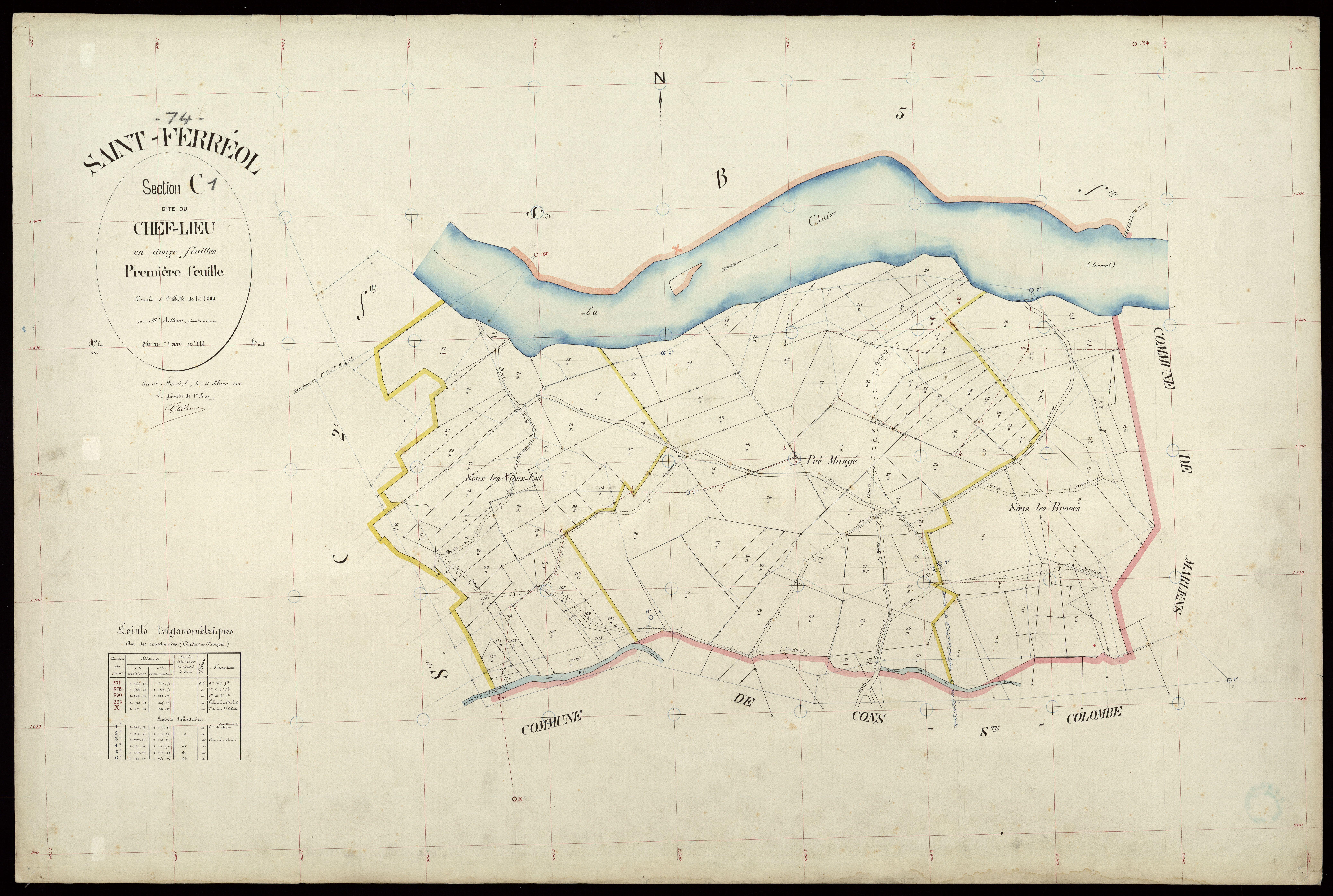 3 P 3 7406 - Feuille n° 2, parcelles n° 115 à 286 - 15 mars 1907