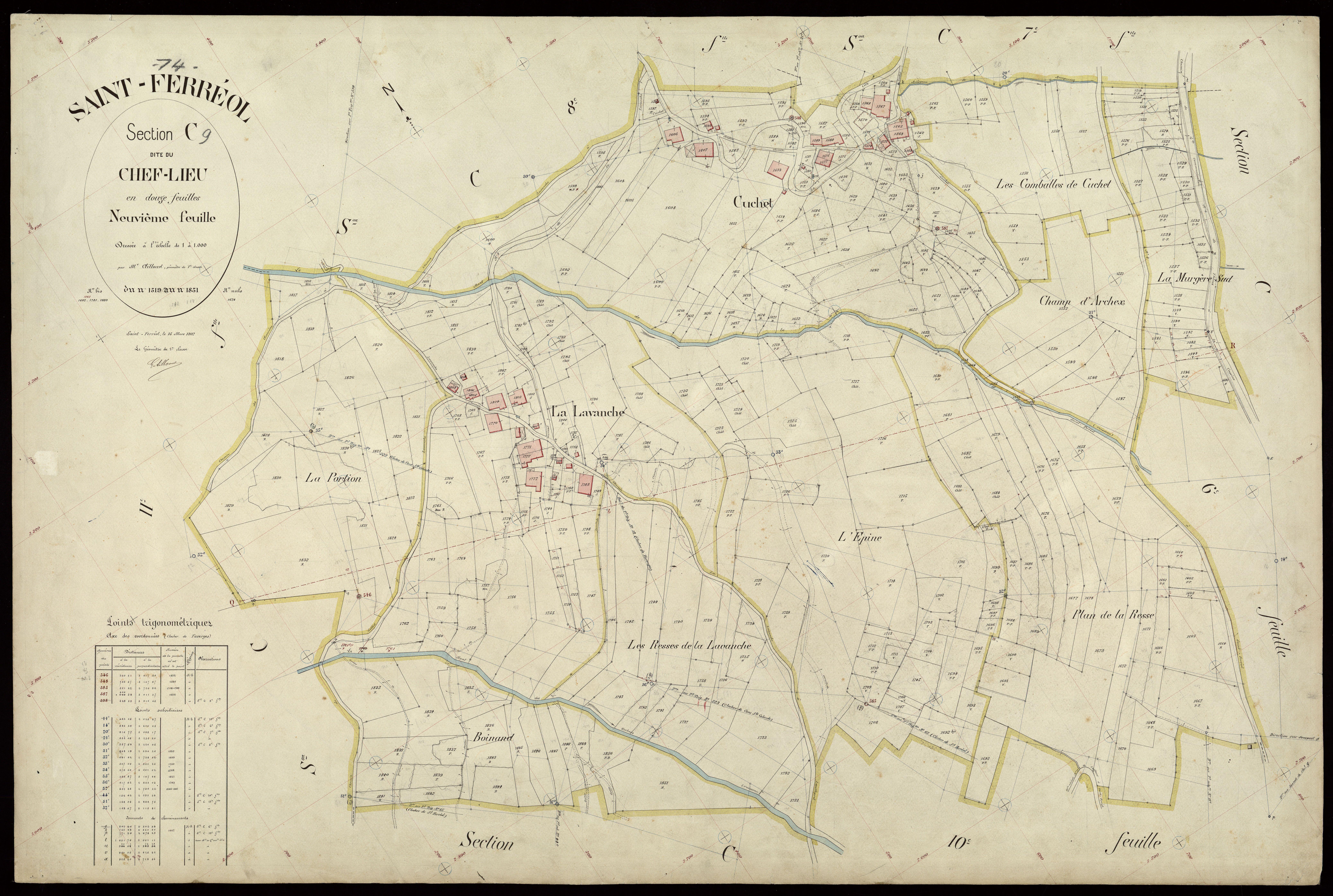 3 P 3 7414 - Feuille n° 10, parcelles n° 1852 à 2069 - 15 mars 1907
